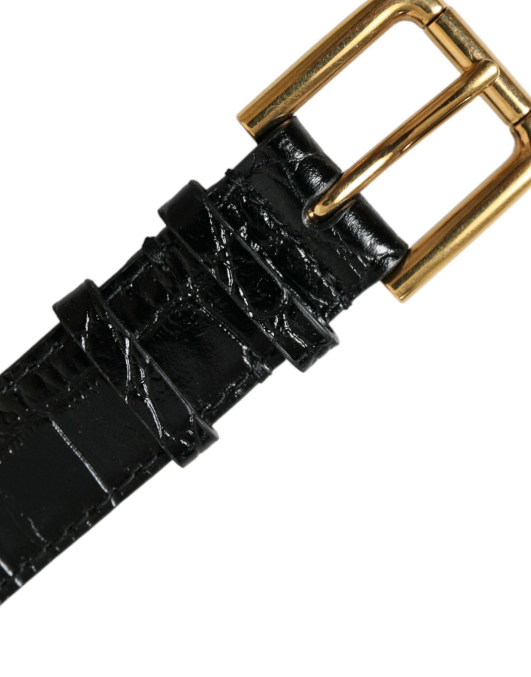 Dolce & Gabbana Black Textured Leather Gold Tone Metal Buckle Armband | Regal Royce