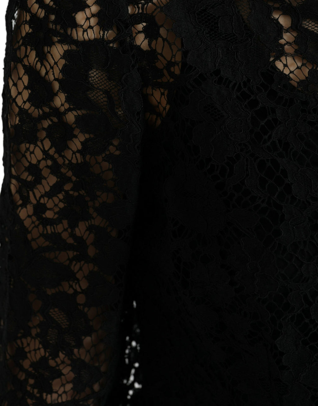 Dolce & Gabbana Black Floral Lace Long Sleeves Blouse Top