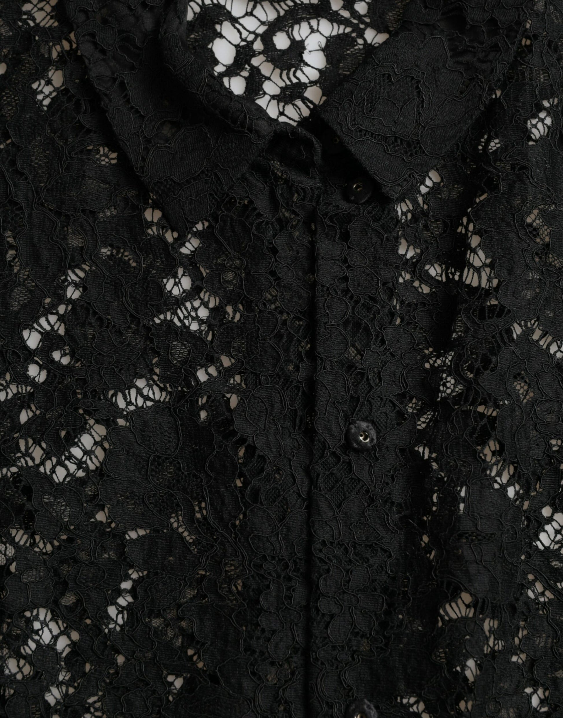 Dolce & Gabbana Black Floral Lace Long Sleeves Blouse Top