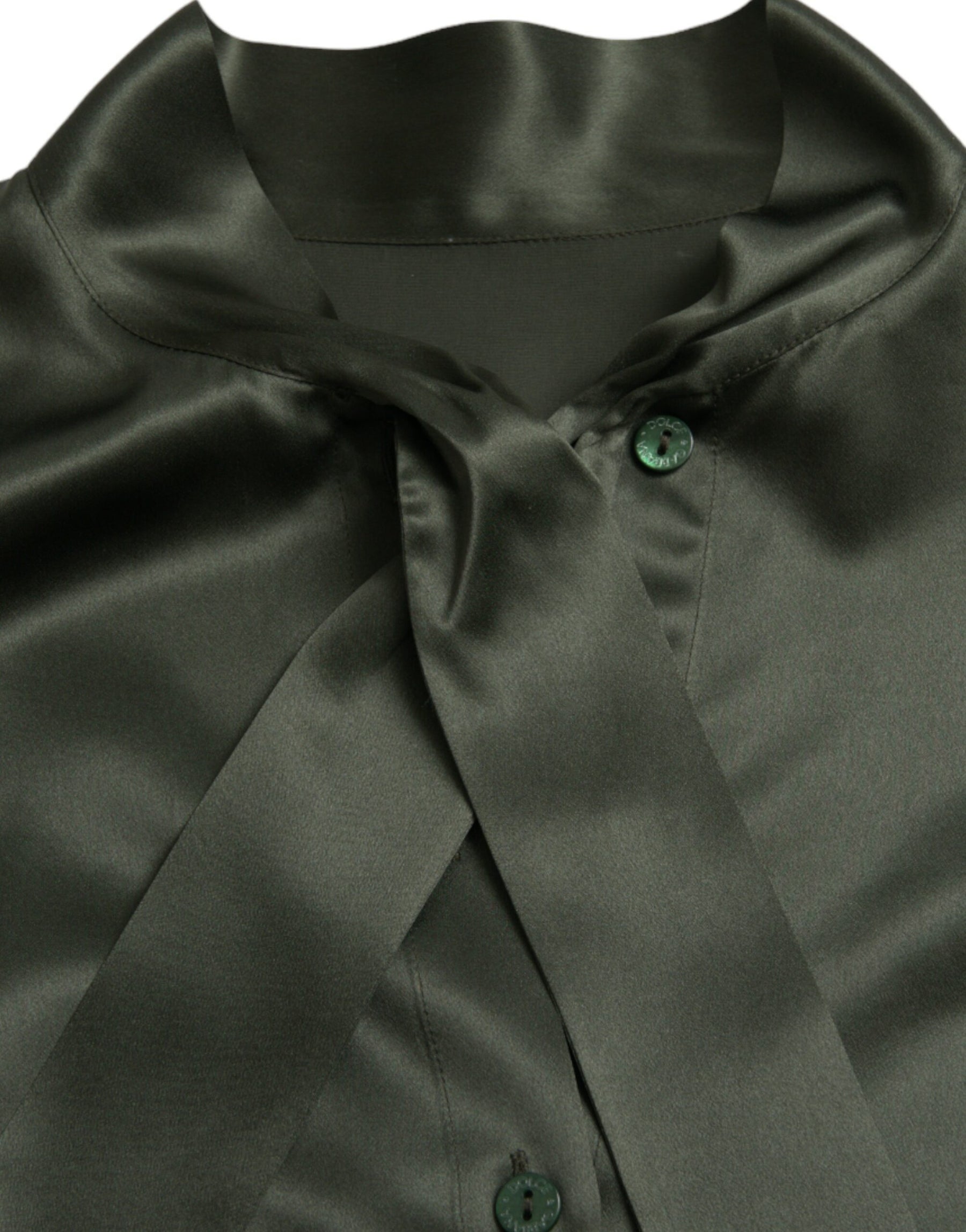 Dolce & Gabbana Gray Long Sleeves Ascot Collar Blouse Top | Regal Royce