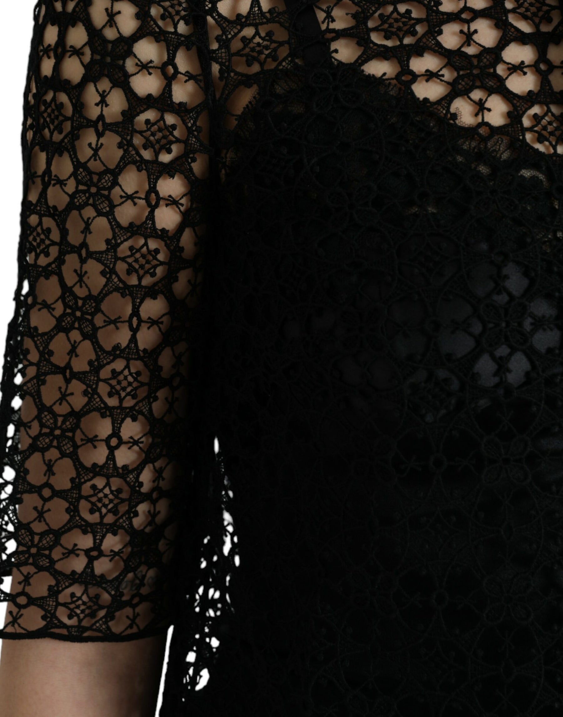 Dolce & Gabbana Black Floral Lace Short Sleeves Blouse Top | Regal Royce