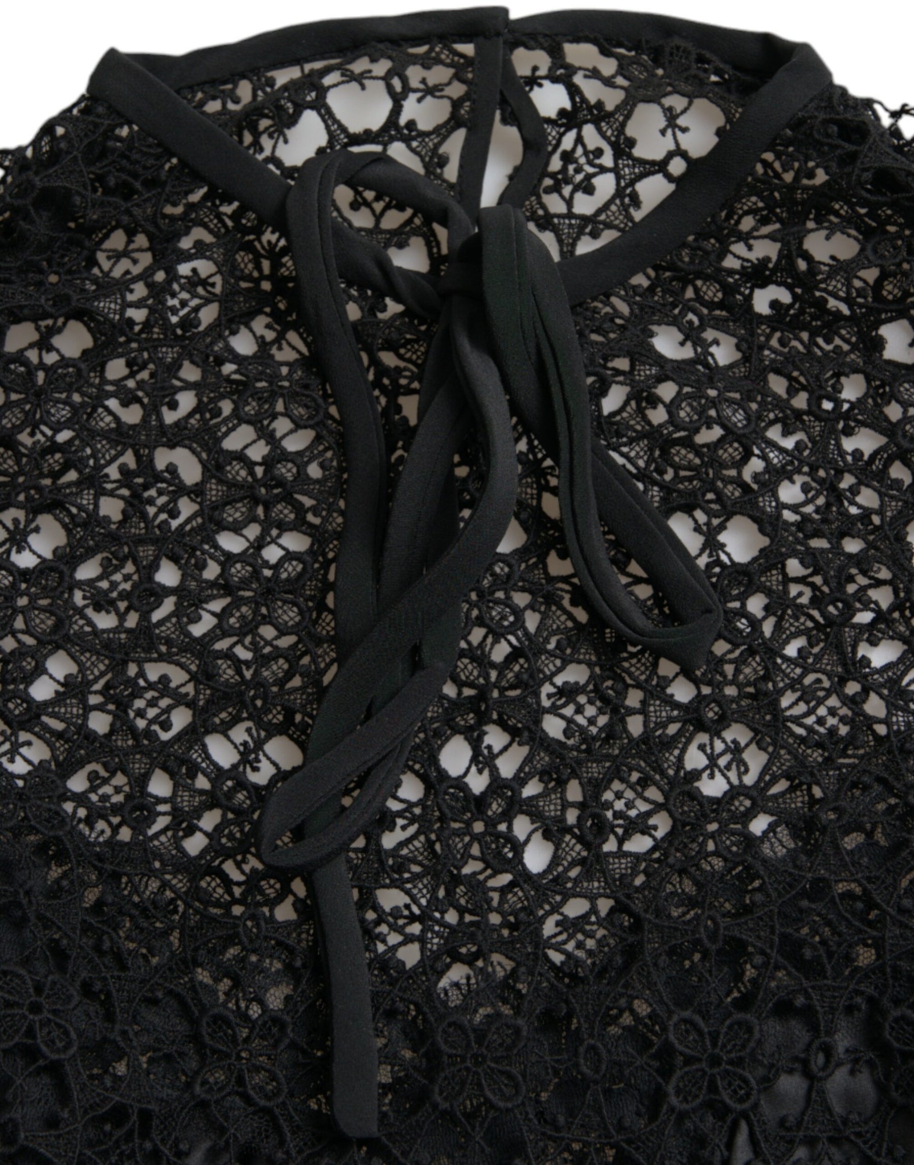 Dolce & Gabbana Black Floral Lace Short Sleeves Blouse Top | Regal Royce