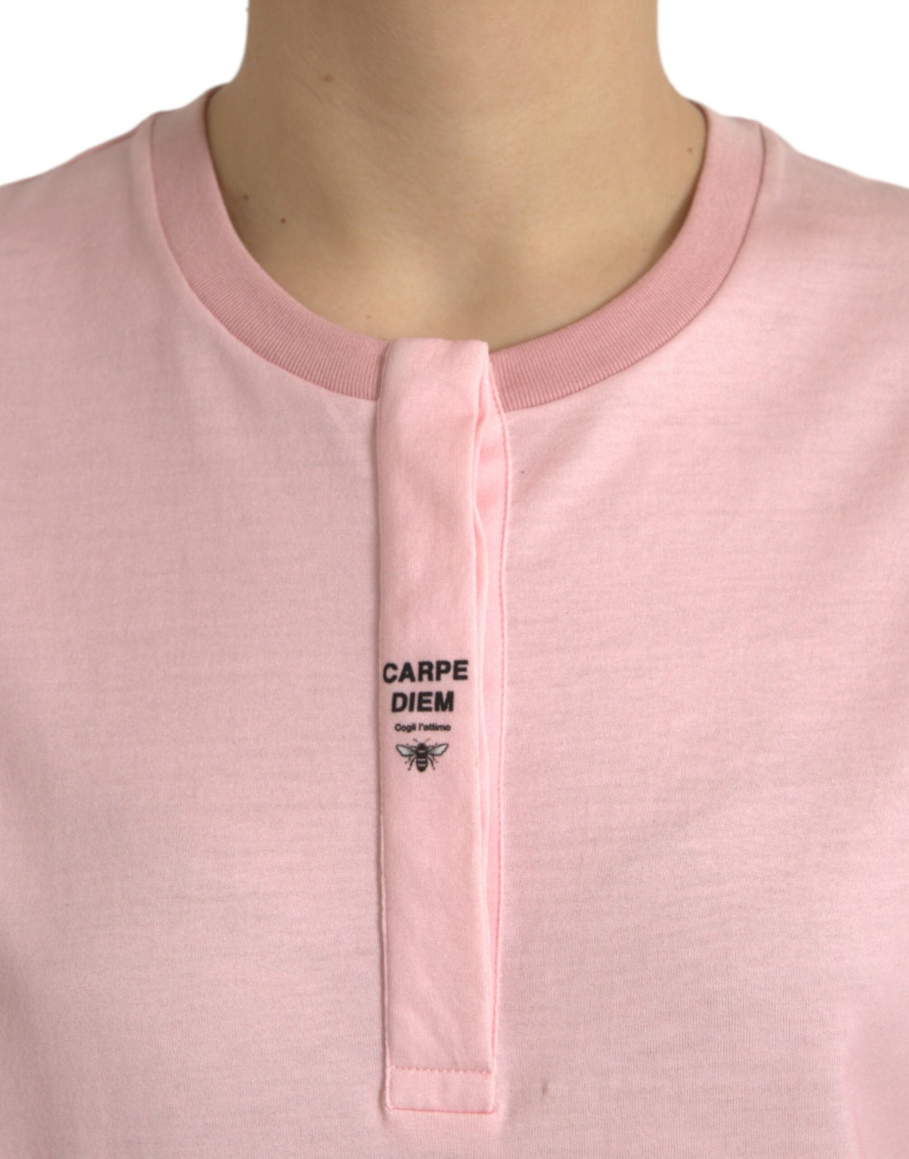 Dolce & Gabbana Pink Floral Print Cotton Short Sleeves T-shirt | Regal Royce