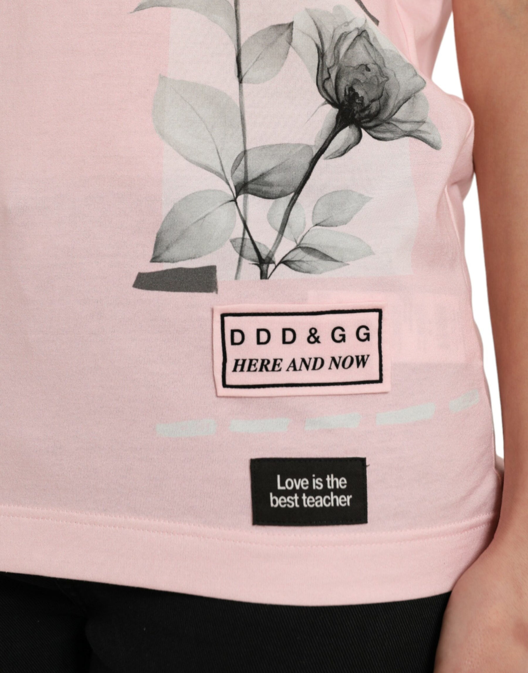 Dolce & Gabbana Pink Floral Print Cotton Short Sleeves T-shirt | Regal Royce