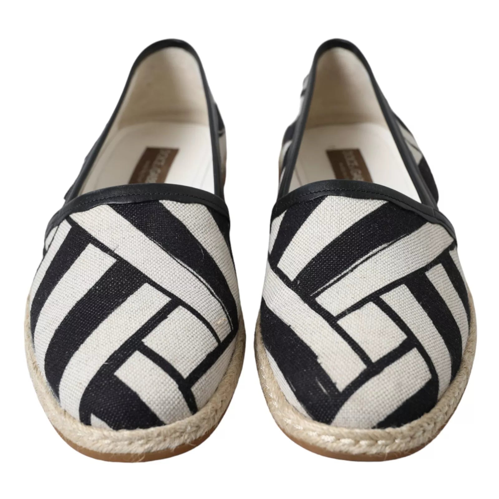 Dolce & Gabbana Black White Stripes Slip On Espadrille Shoes | Regal Royce