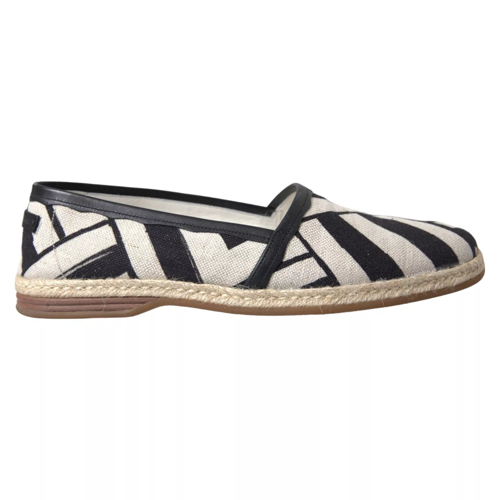 Dolce & Gabbana Black White Stripes Slip On Espadrille Shoes | Regal Royce