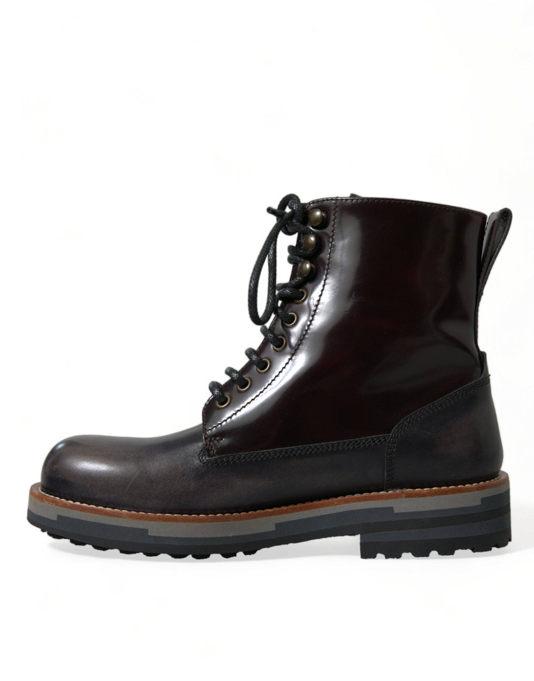 Dolce & Gabbana Black Leather Military Combat Boots Shoes | Regal Royce