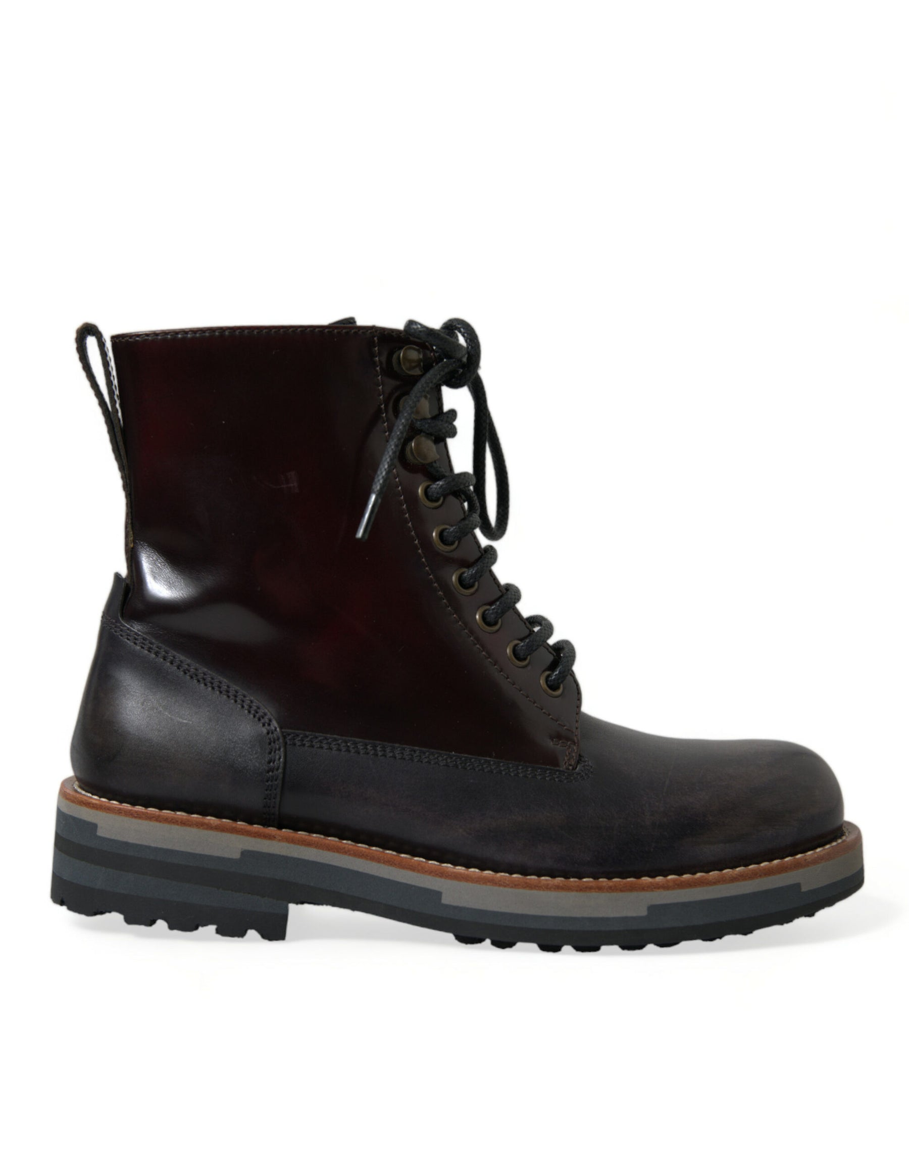 Dolce & Gabbana Black Leather Military Combat Boots Shoes | Regal Royce
