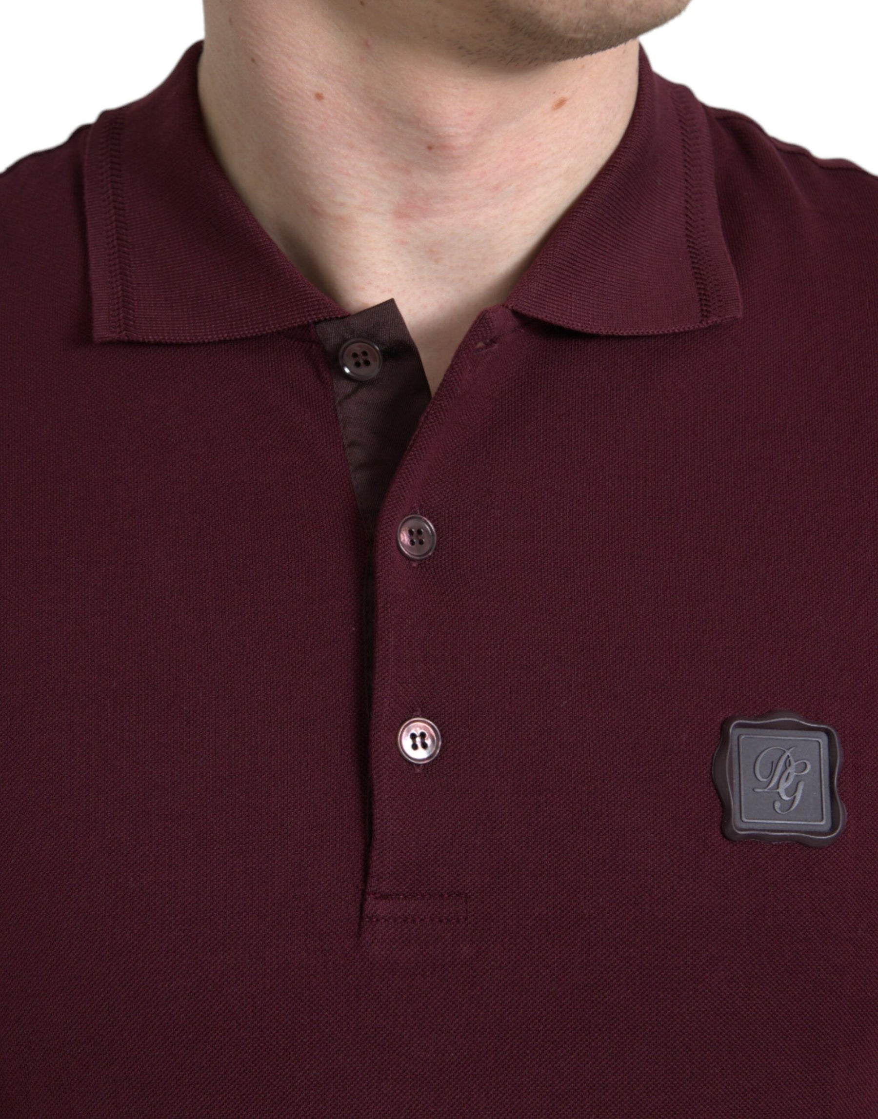 Dolce & Gabbana Maroon Collared Short Sleeves Polo T-shirt | Regal Royce
