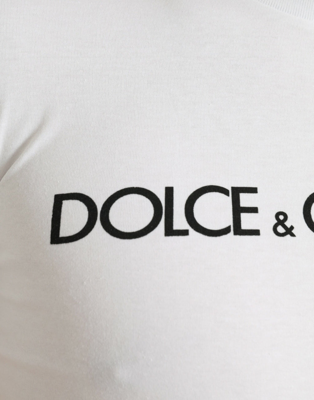Dolce & Gabbana White Logo Print Cotton Crew Neck T-shirt