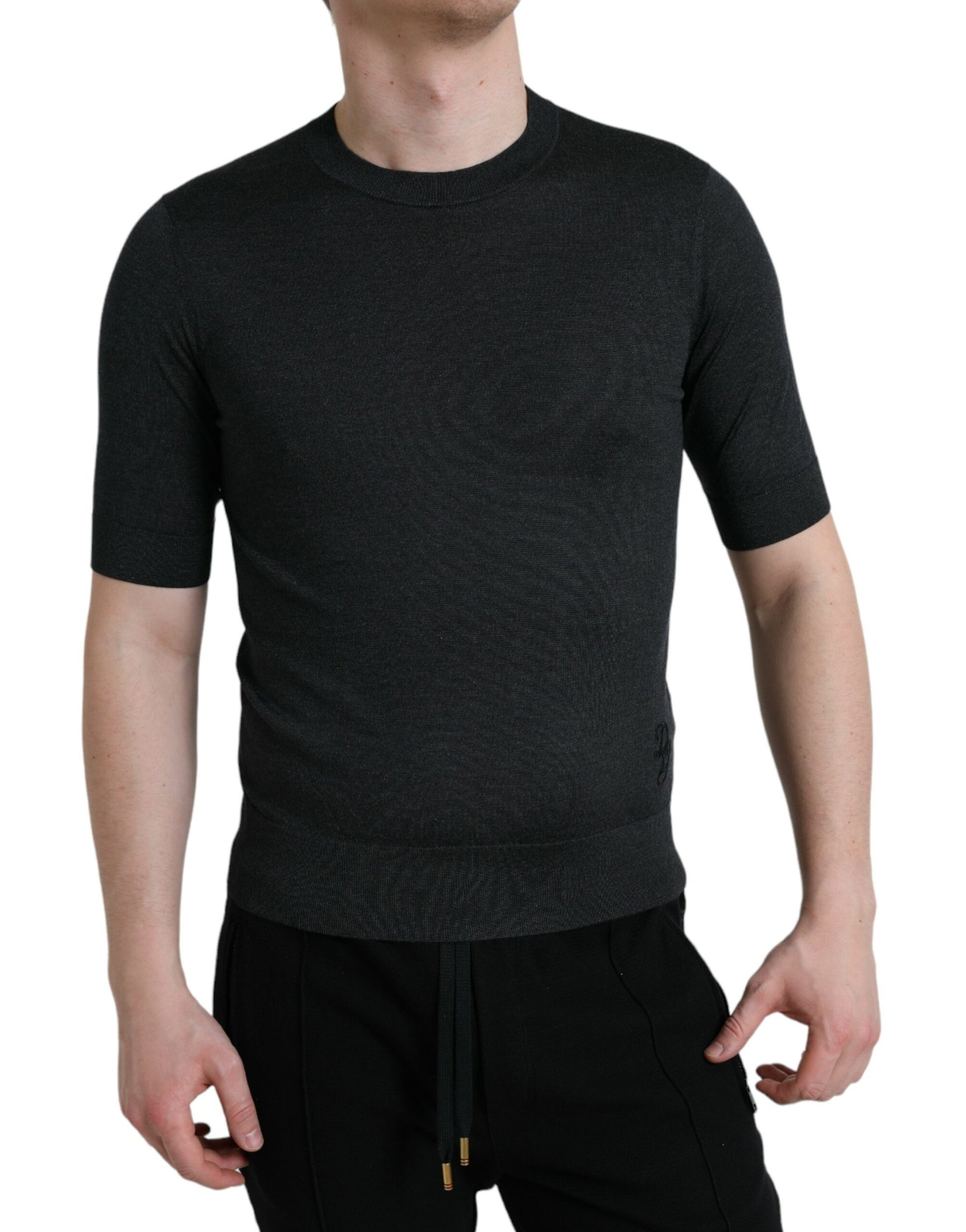 Dolce & Gabbana Dark Gray Crew Neck Short Sleeves T-shirt | Regal Royce
