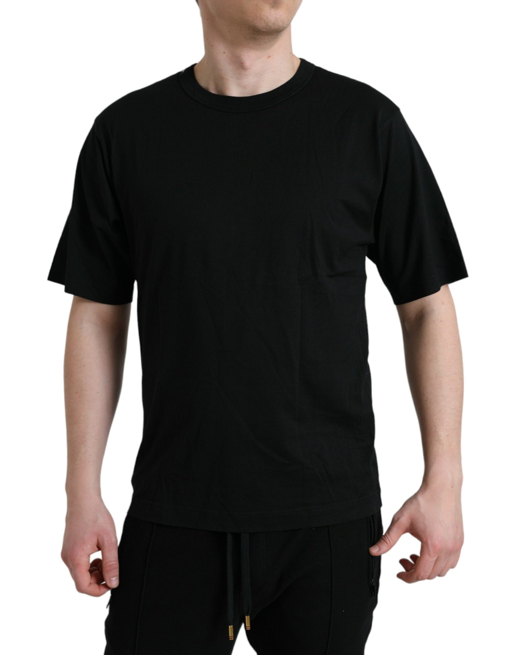Dolce & Gabbana Black Logo Embossed Crew Neck Short Sleeves T-shirt | Regal Royce