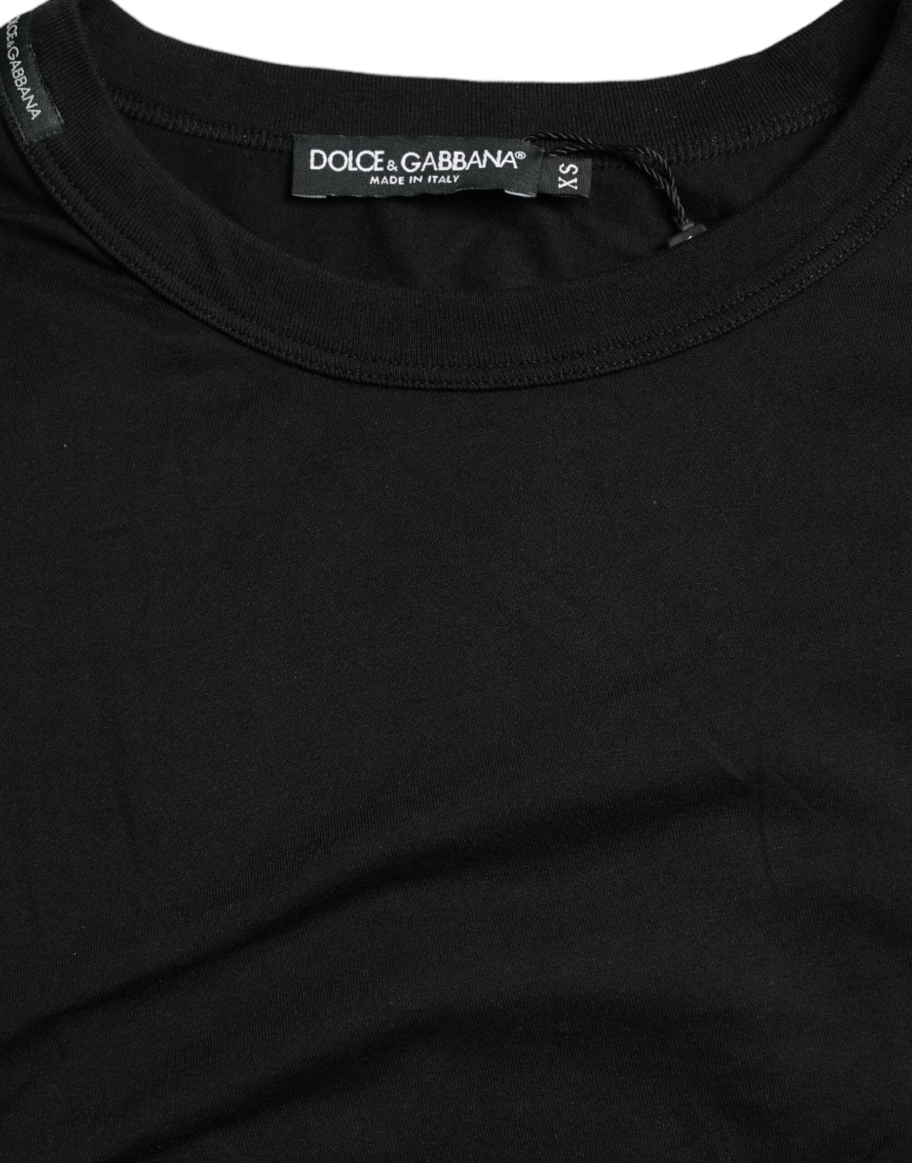 Dolce & Gabbana Black Logo Embossed Crew Neck Short Sleeves T-shirt | Regal Royce