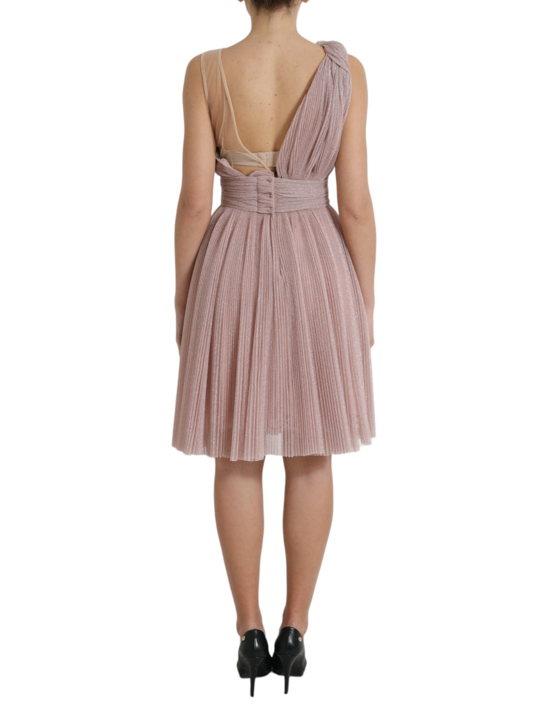 Dolce & Gabbana Light Lilac Pleated Lame Tulle One Shoulder Dress | Regal Royce