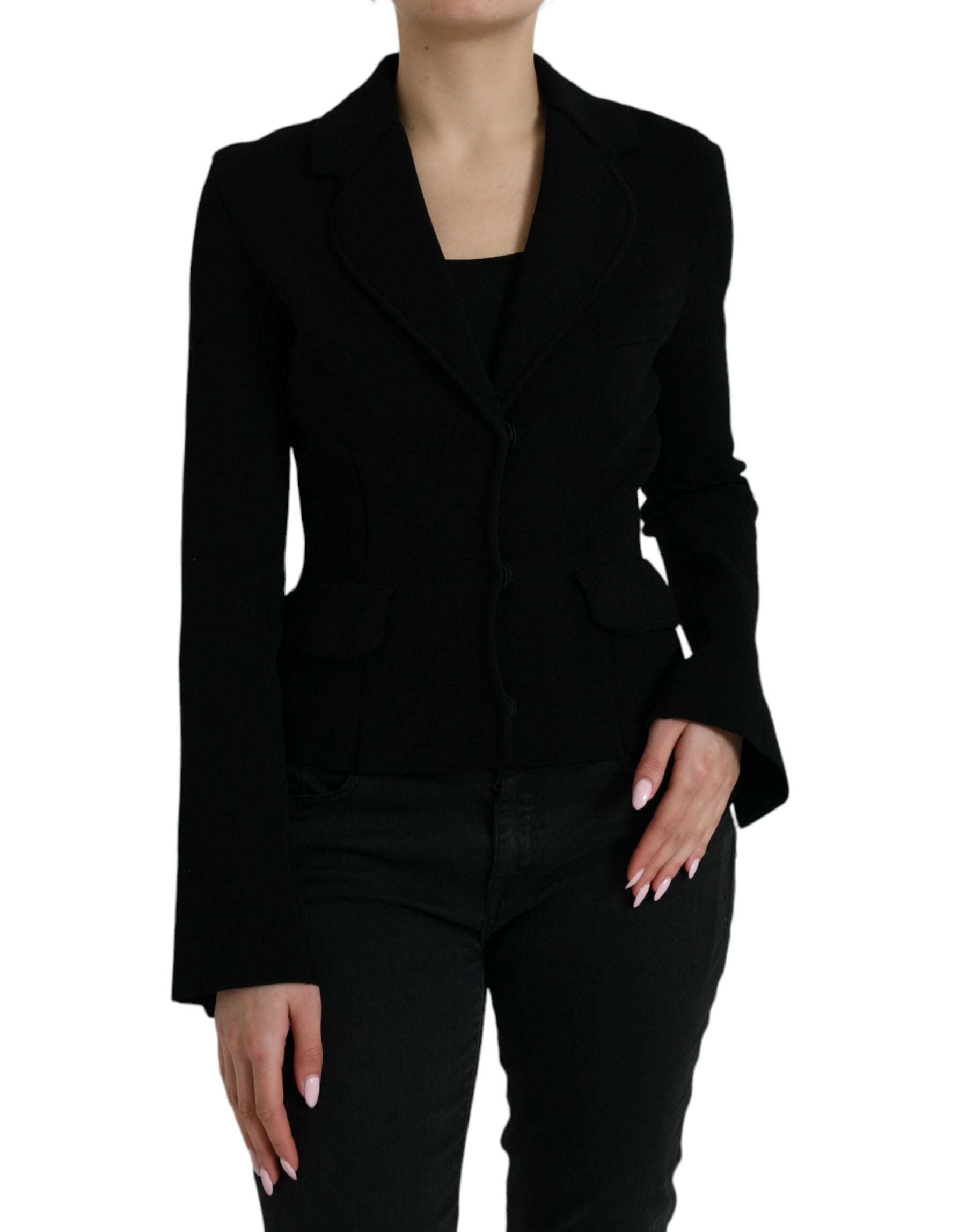 Dolce & Gabbana Black Viscose Single Breasted Blazer Jacket | Regal Royce