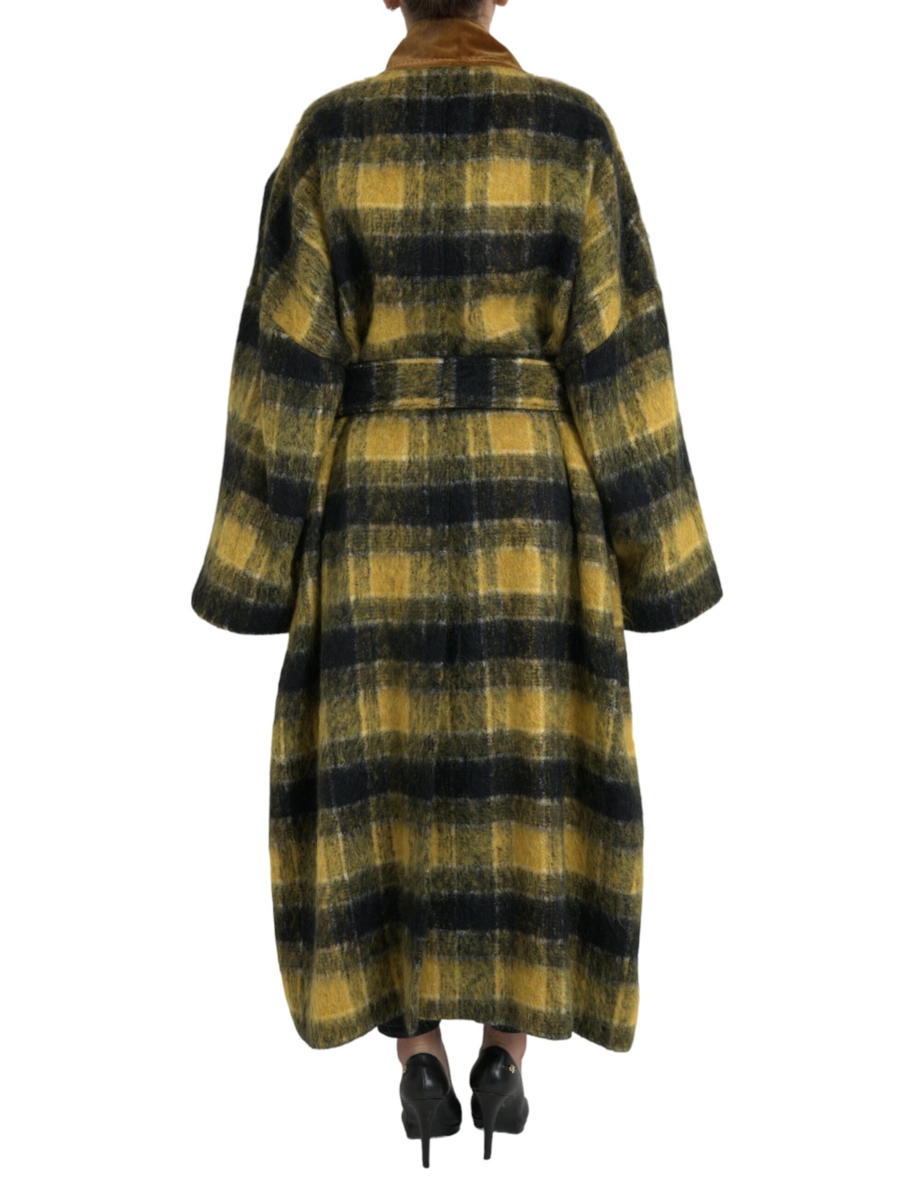Dolce & Gabbana Yellow Checkered Long Sleeve Coat Jacket | Regal Royce