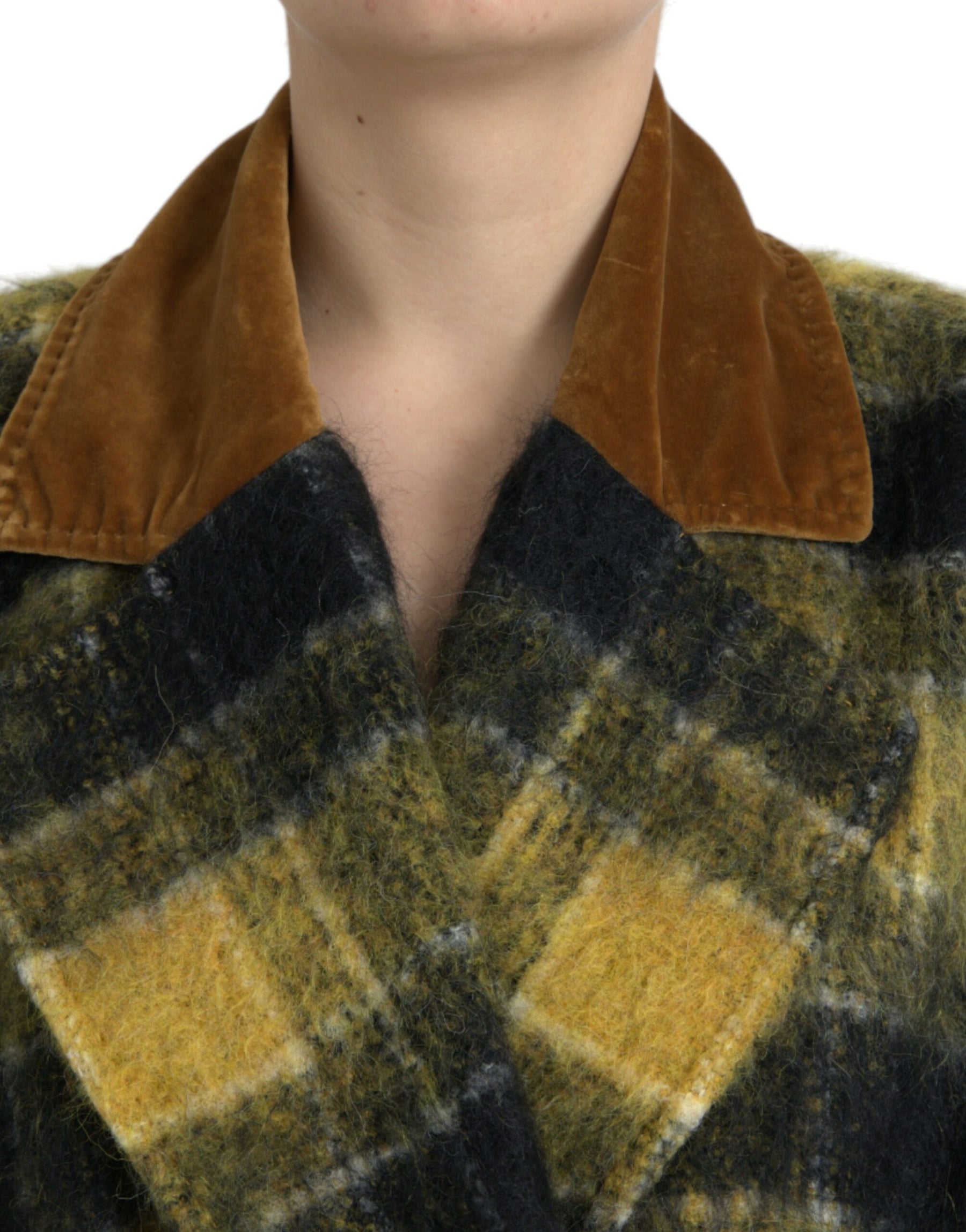 Dolce & Gabbana Yellow Checkered Long Sleeve Coat Jacket | Regal Royce