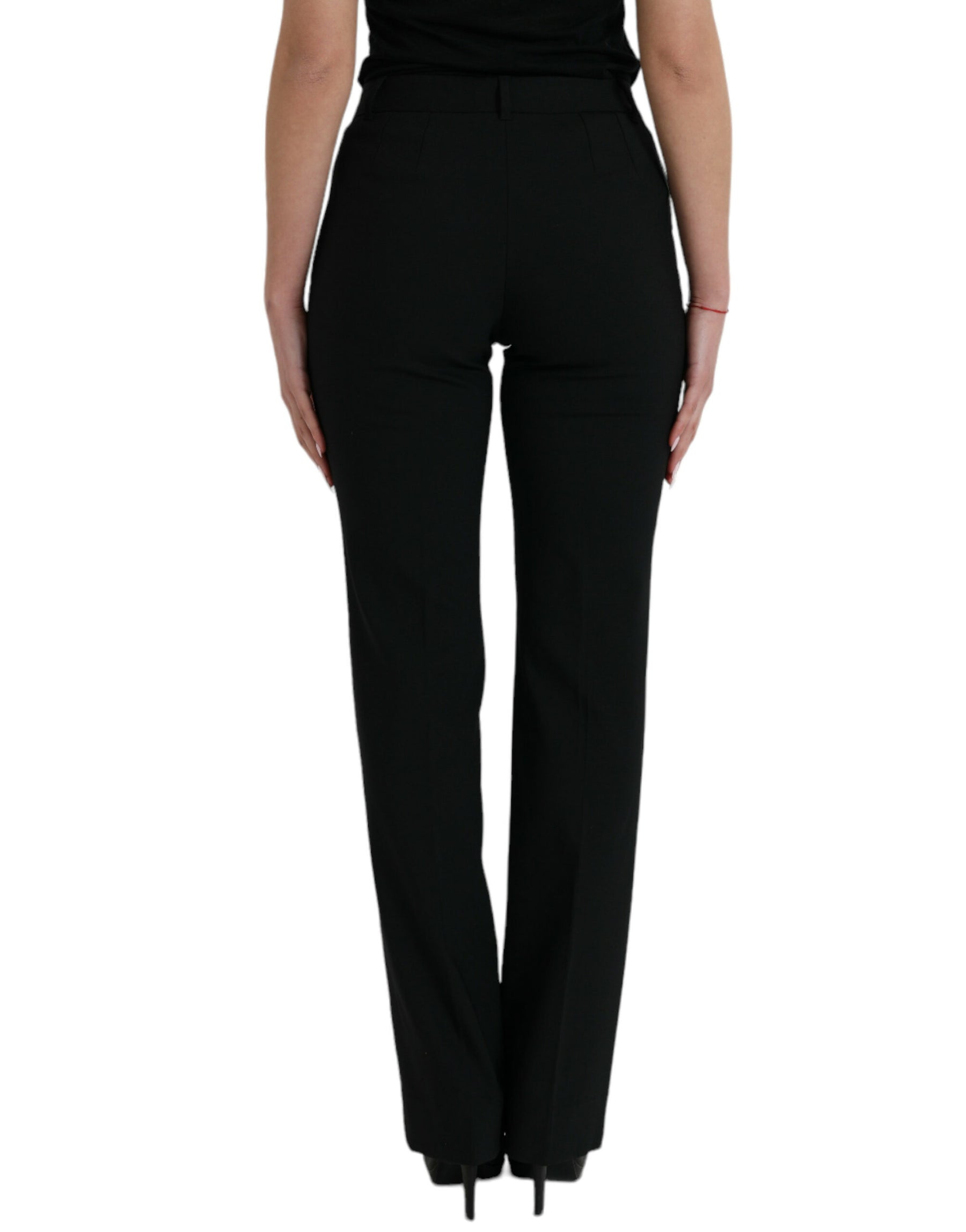 Dolce & Gabbana Black Wool Mid Waist Tapered Pants | Regal Royce
