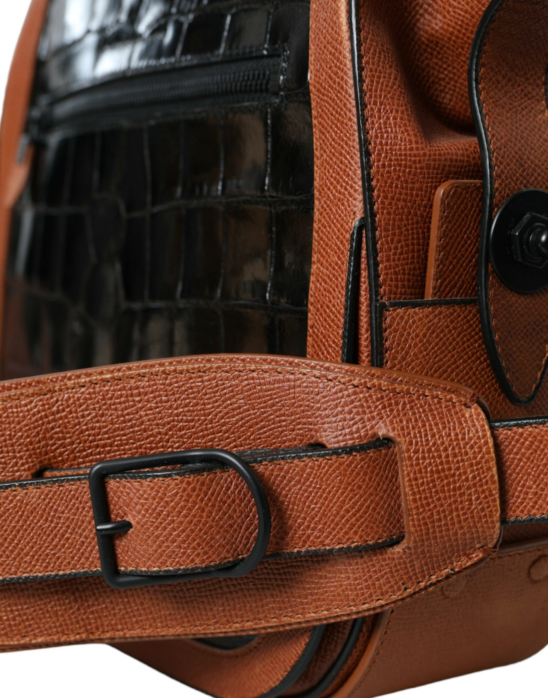 Balenciaga Black Brown Exotic Skin Leather Vertical Crossbody Purse Bag | Regal Royce