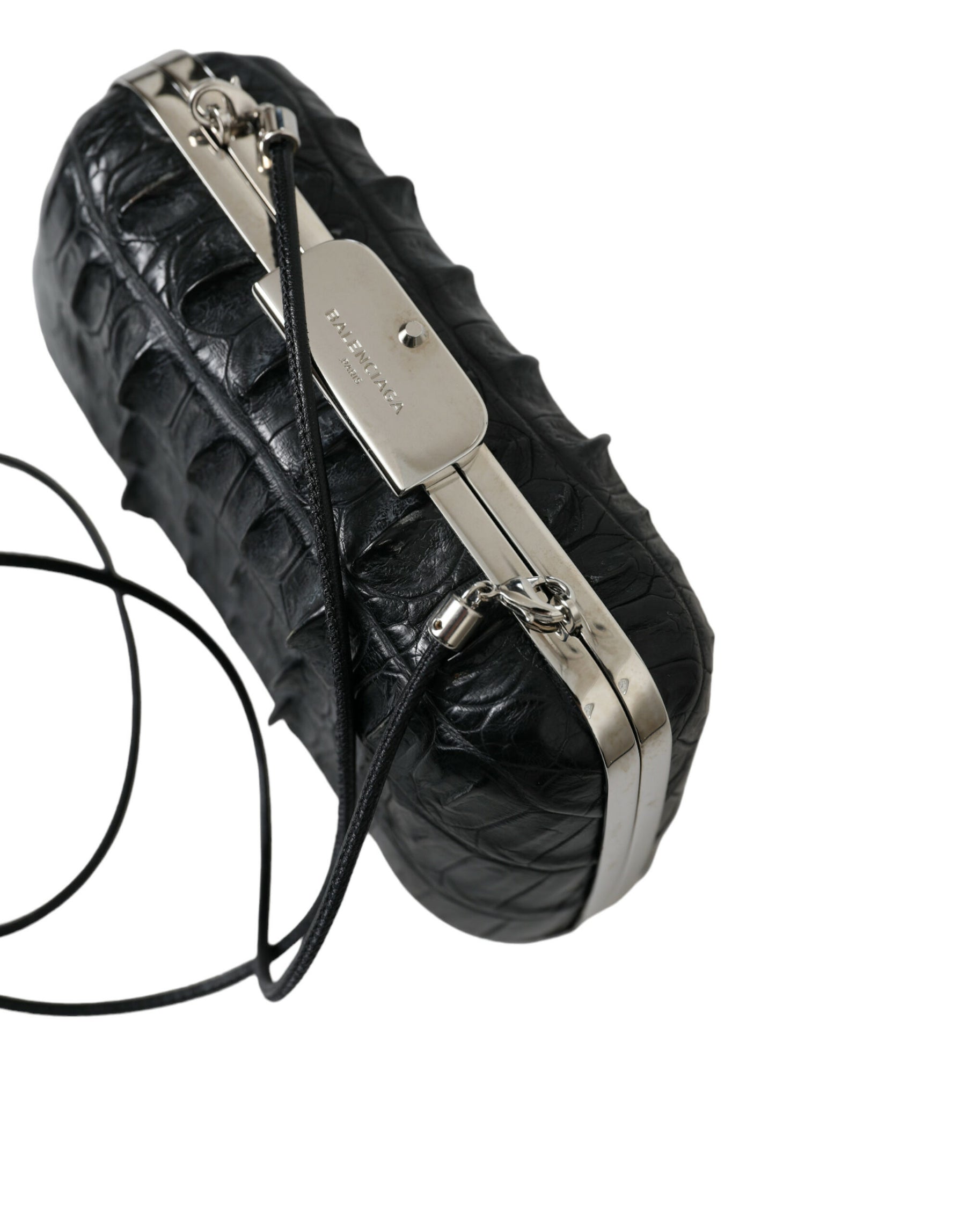 Balenciaga Black Exotic Skin Leather Shoulder Crossbody Box Clutch Bag | Regal Royce