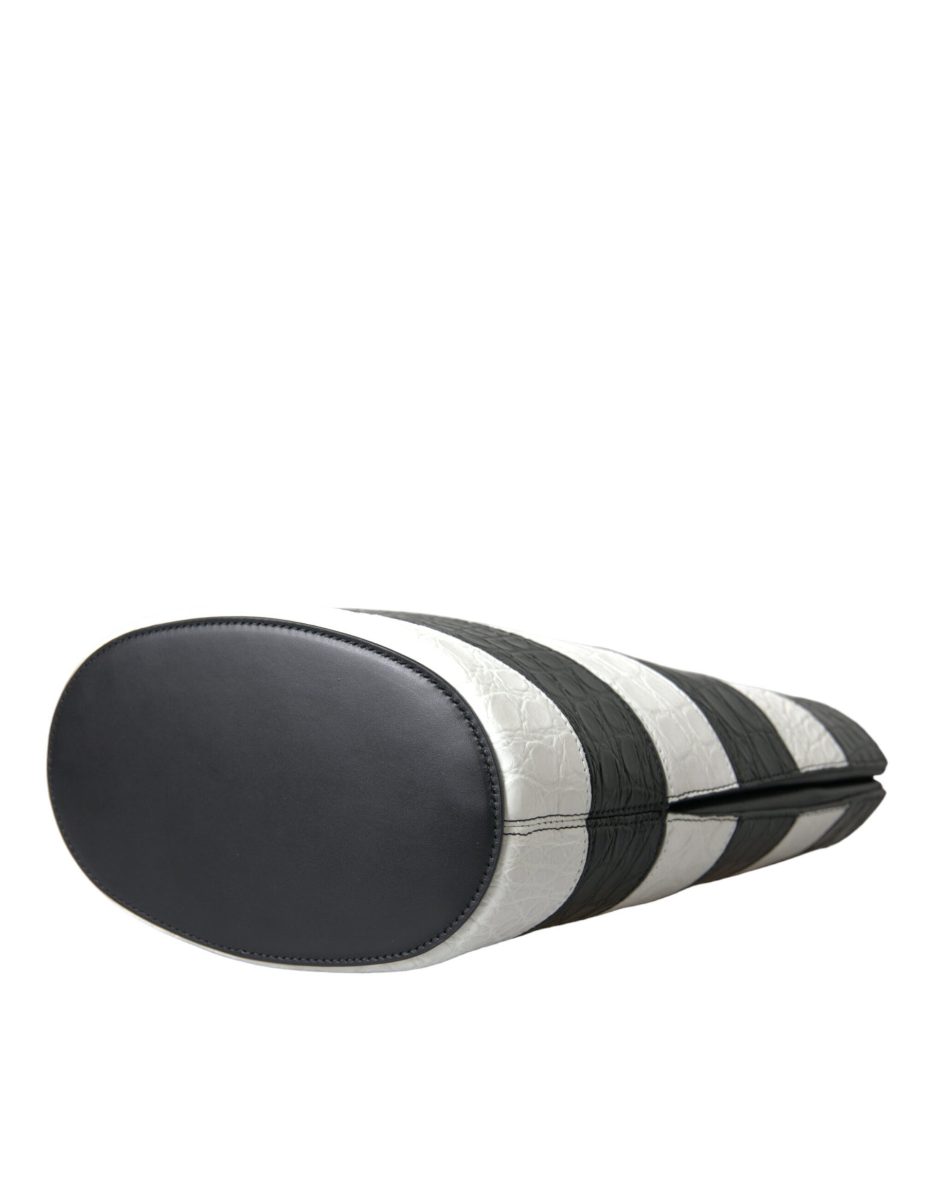 Balenciaga Black White Striped Exotic Skin Leather Maxi Bucket Tote Bag | Regal Royce