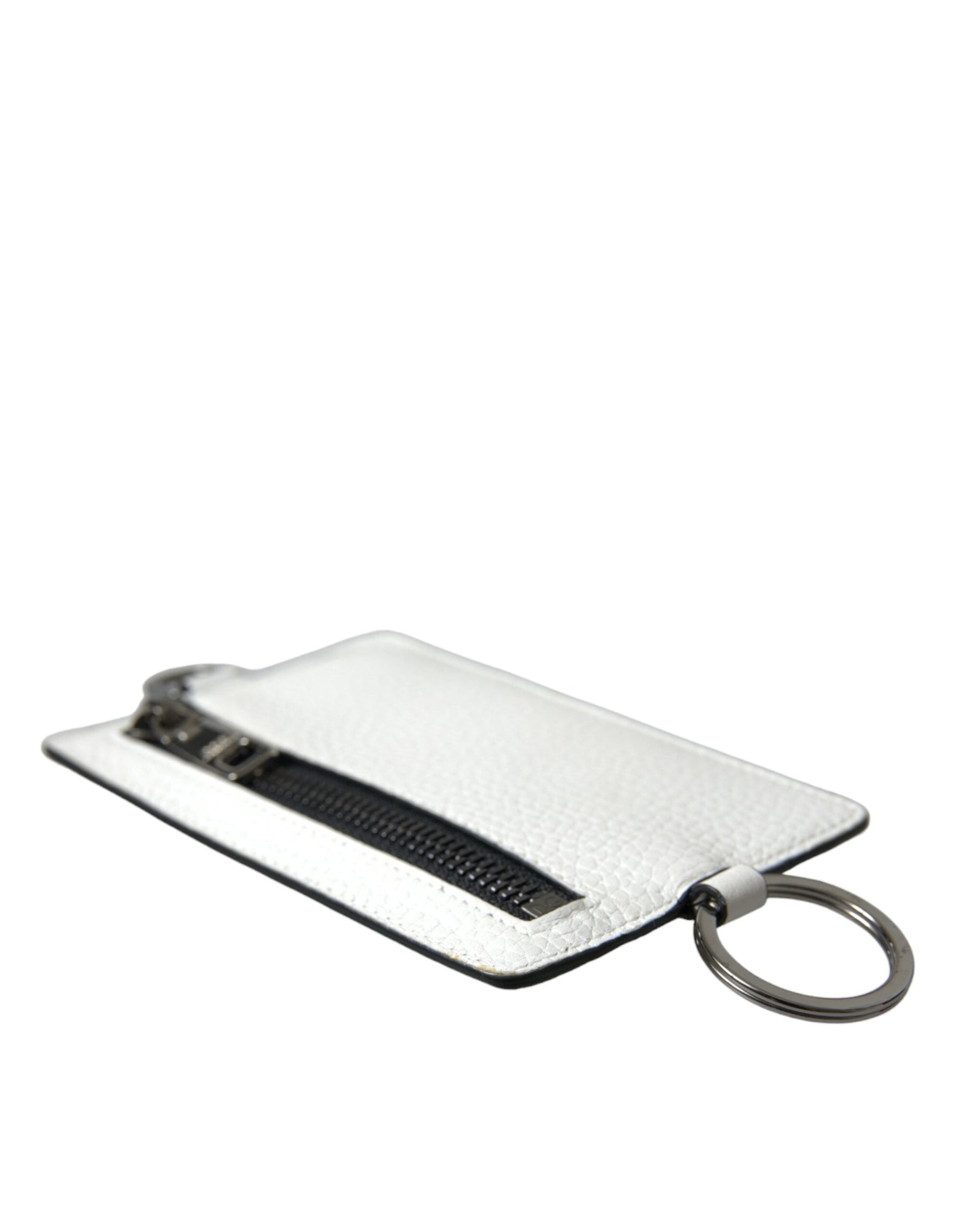 Dolce & Gabbana White Calf Leather Lanyard Logo Card Holder Wallet | Regal Royce