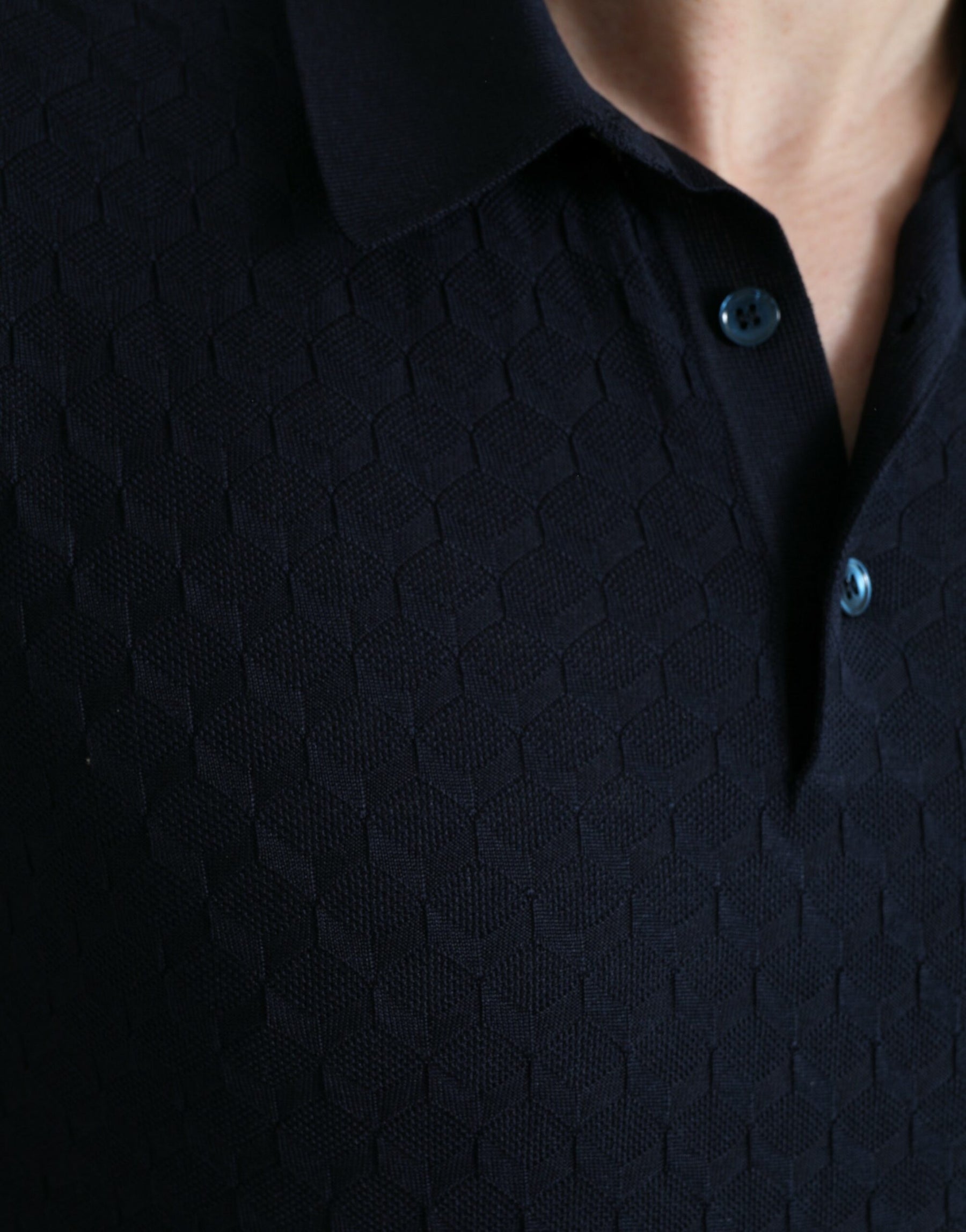 Dolce & Gabbana Dark Blue Collared Short Sleeve Polo T-shirt | Regal Royce