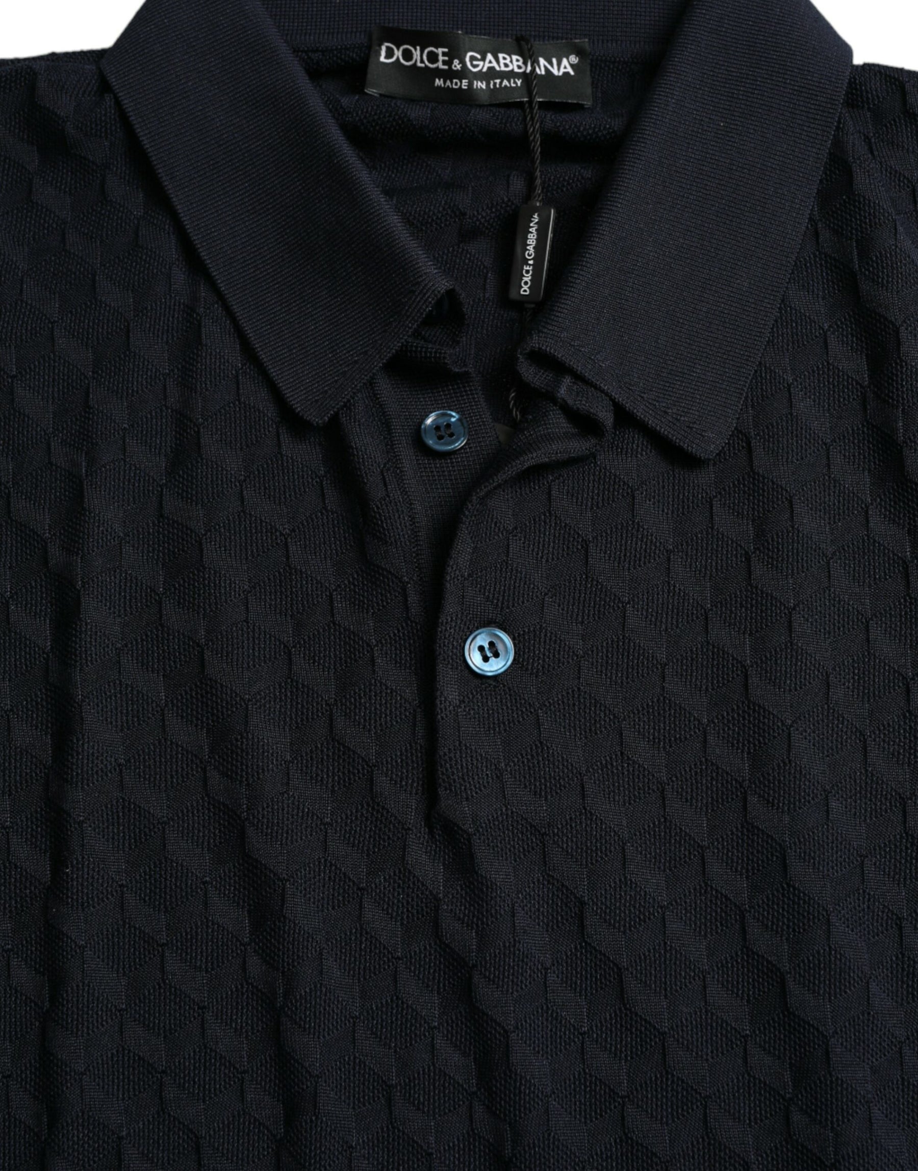Dolce & Gabbana Dark Blue Collared Short Sleeve Polo T-shirt | Regal Royce
