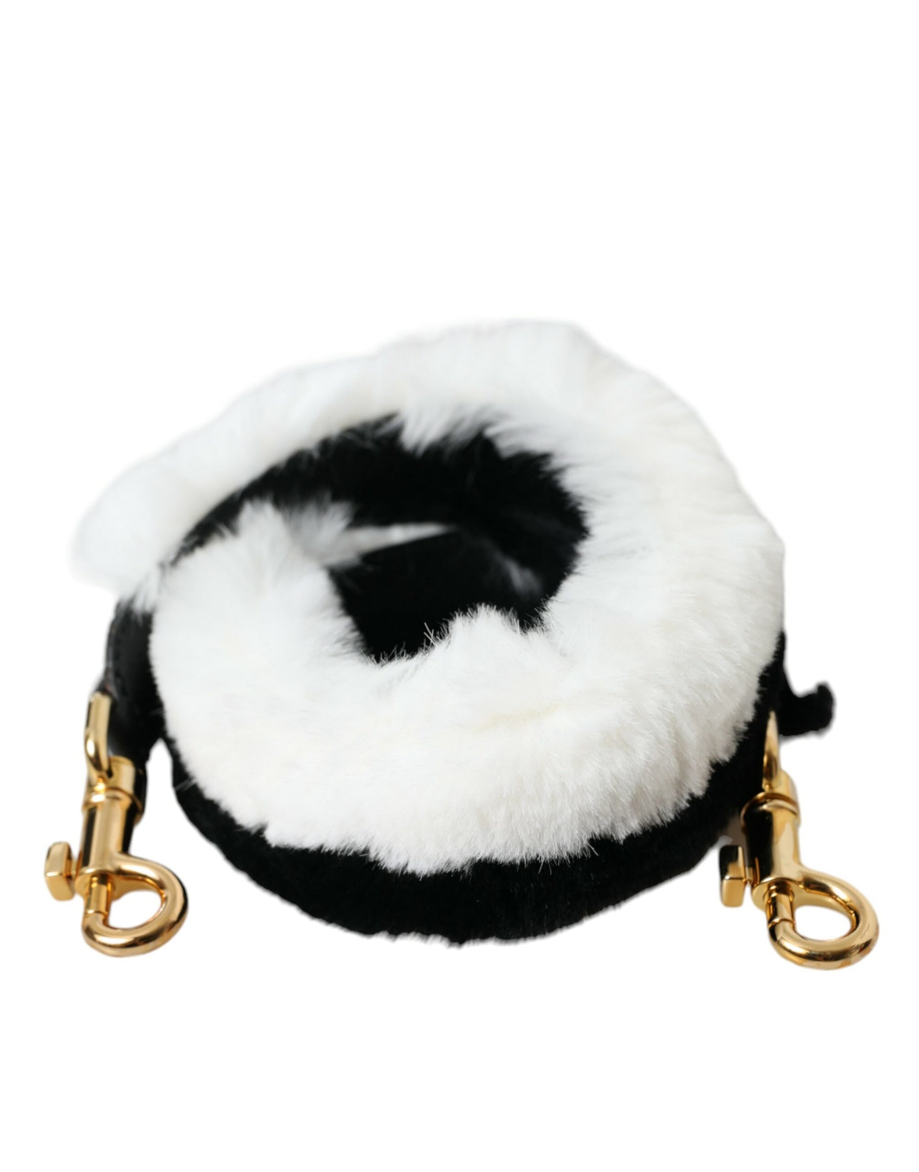 Dolce & Gabbana Black White Lapin Fur Accessory Shoulder Strap | Regal Royce