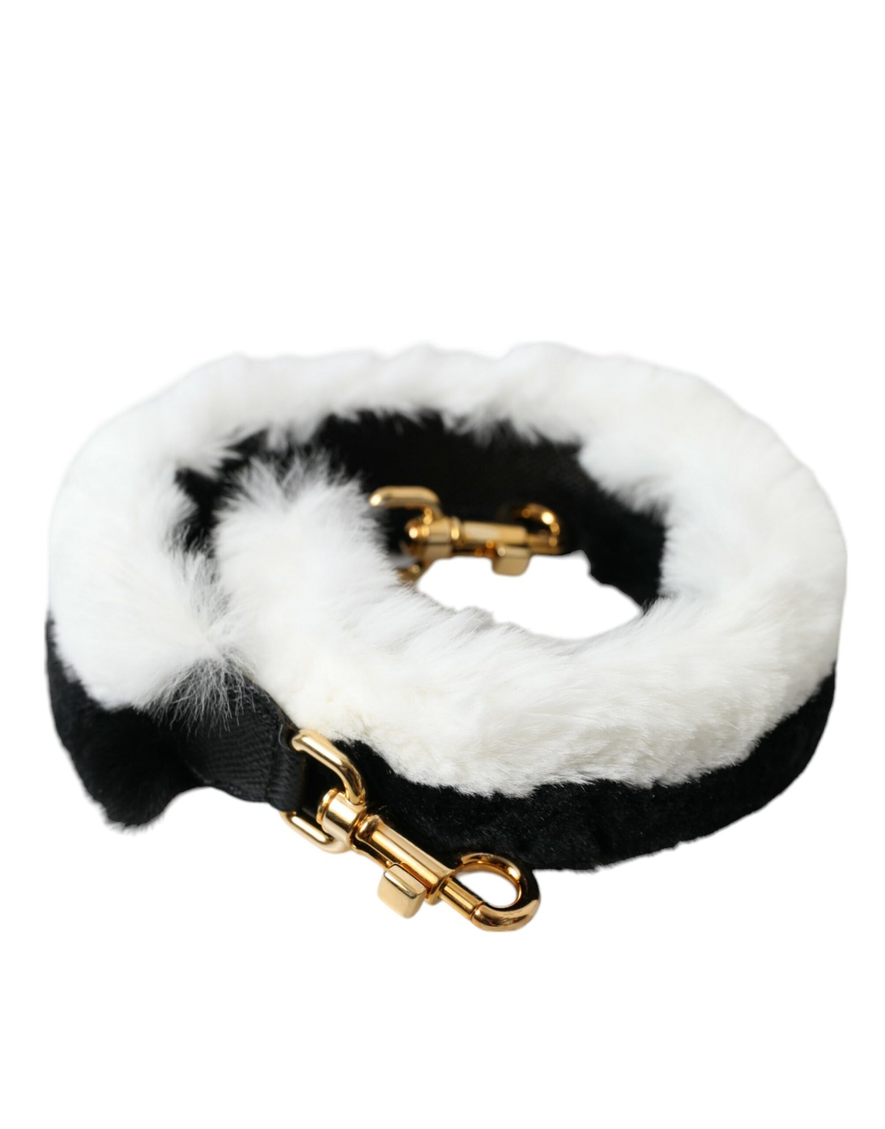 Dolce & Gabbana Black White Lapin Fur Accessory Shoulder Strap | Regal Royce