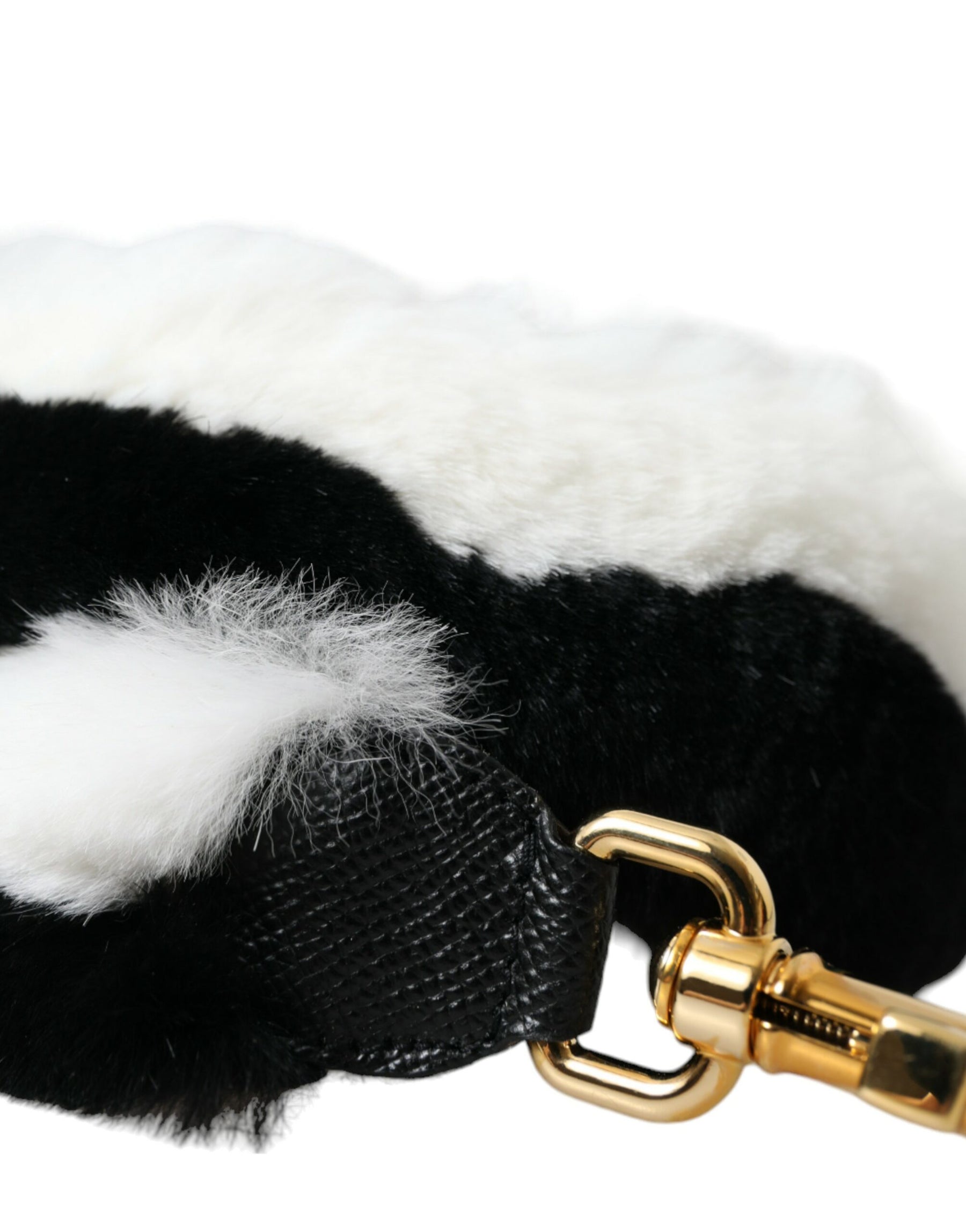 Dolce & Gabbana Black White Lapin Fur Accessory Shoulder Strap | Regal Royce
