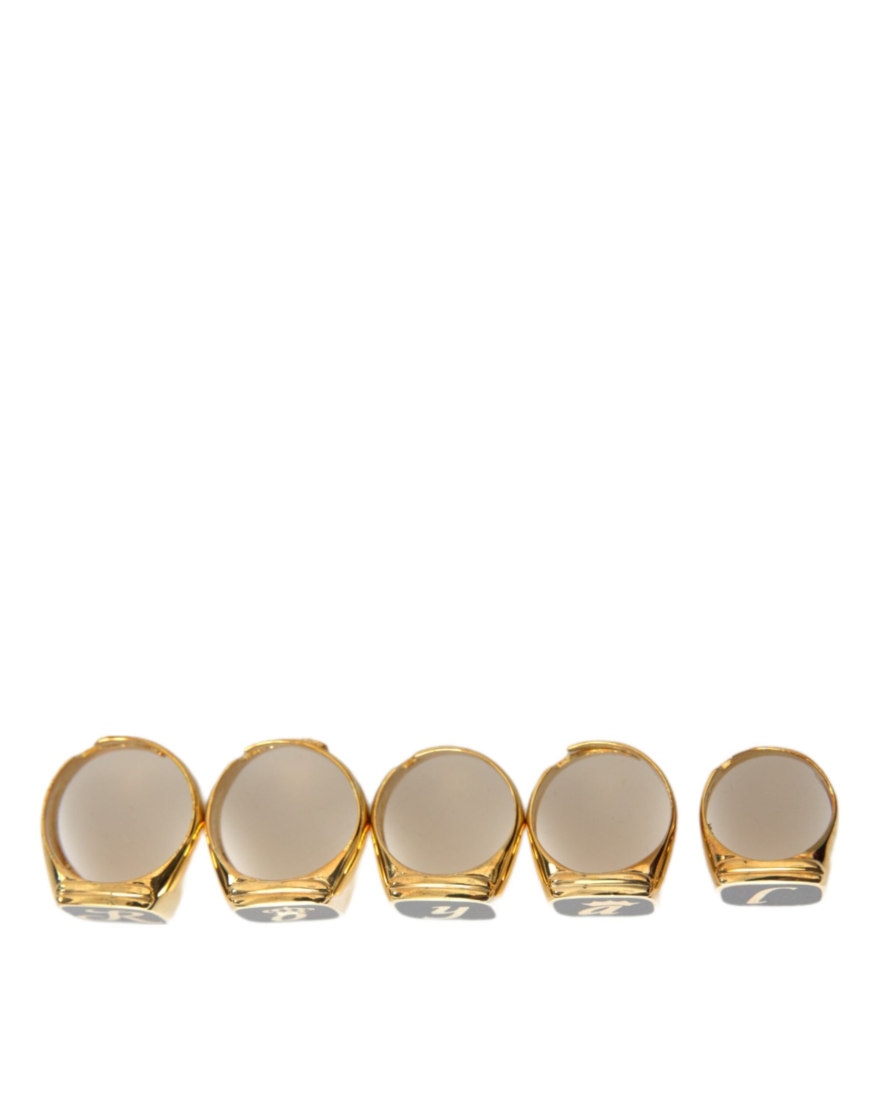 Dolce & Gabbana Gold Brass ROYAL Enamel Set of 5 Ring | Regal Royce