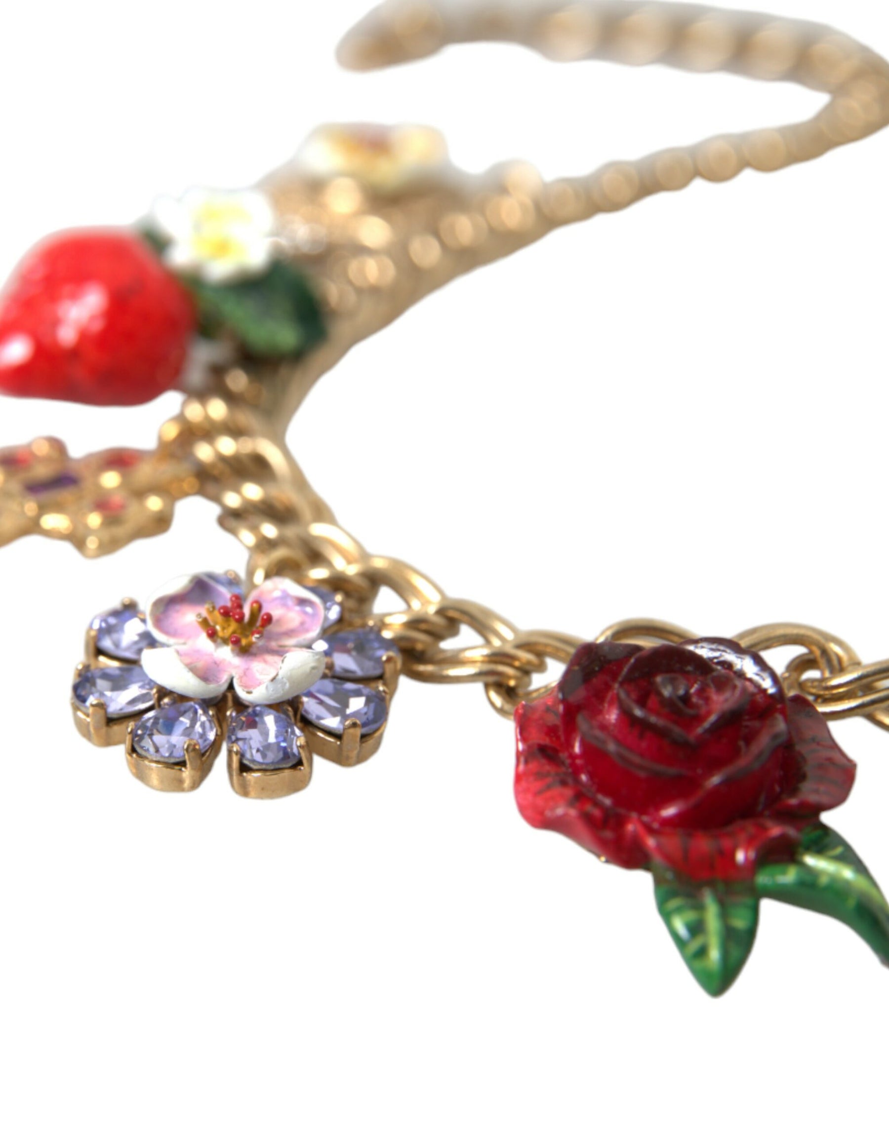 Dolce & Gabbana Gold Chain Rose Cross Strawberry Star Pendant Necklace | Regal Royce