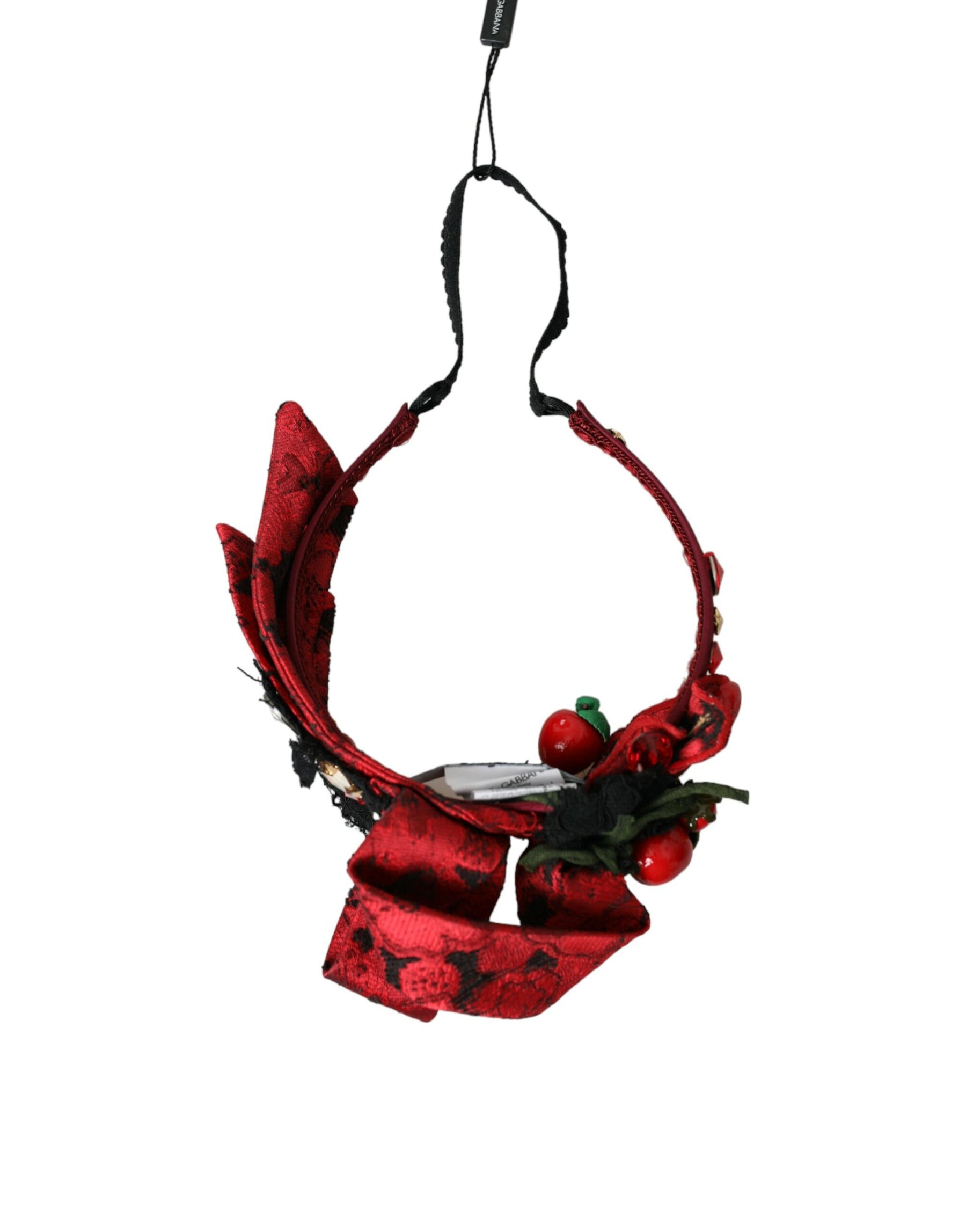 Dolce & Gabbana Red Cherry Sicily Embellished Women Hairband Diadem | Regal Royce