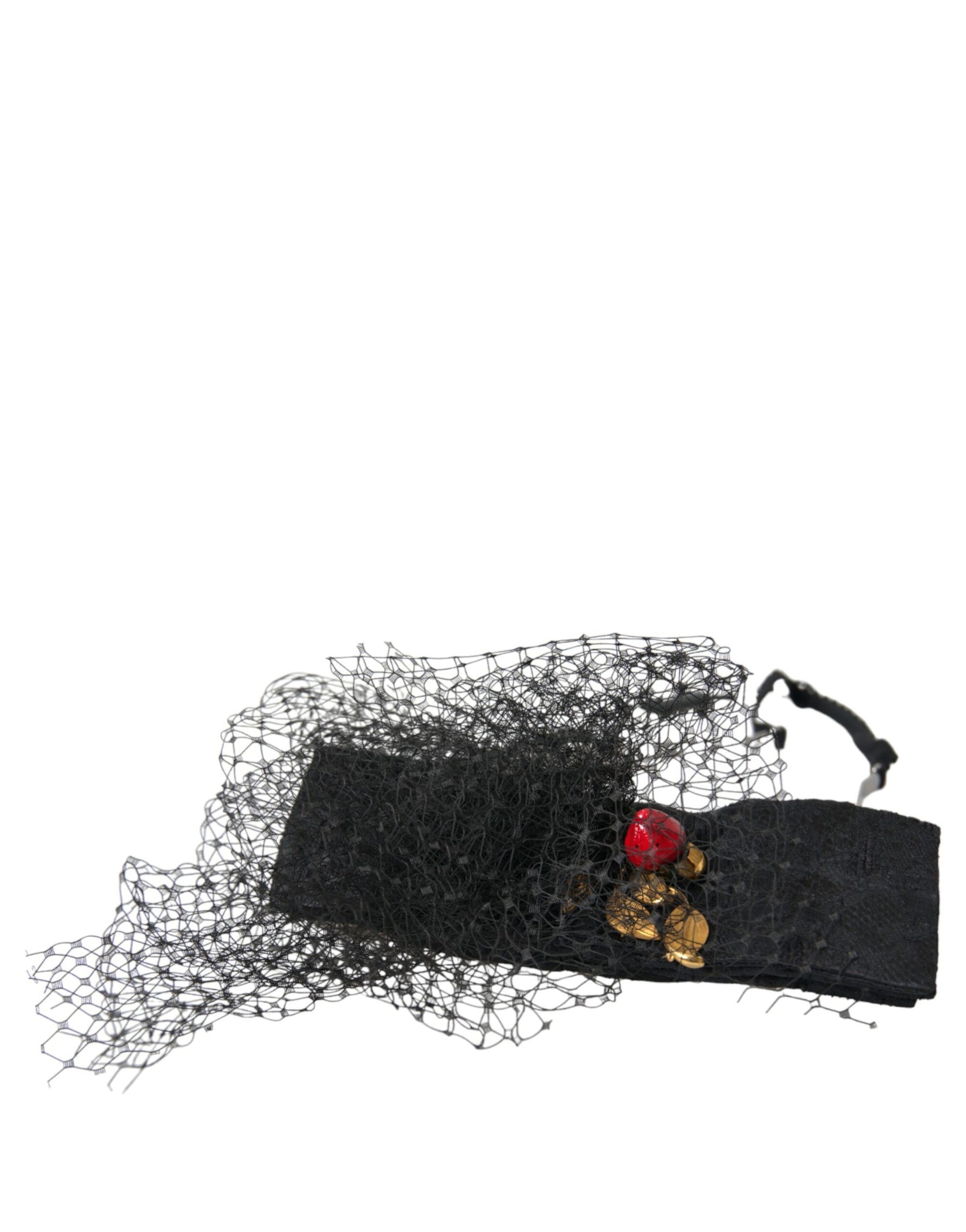 Dolce & Gabbana Black Strawberry Sicily Crystal Mesh Net Headband Diadem | Regal Royce