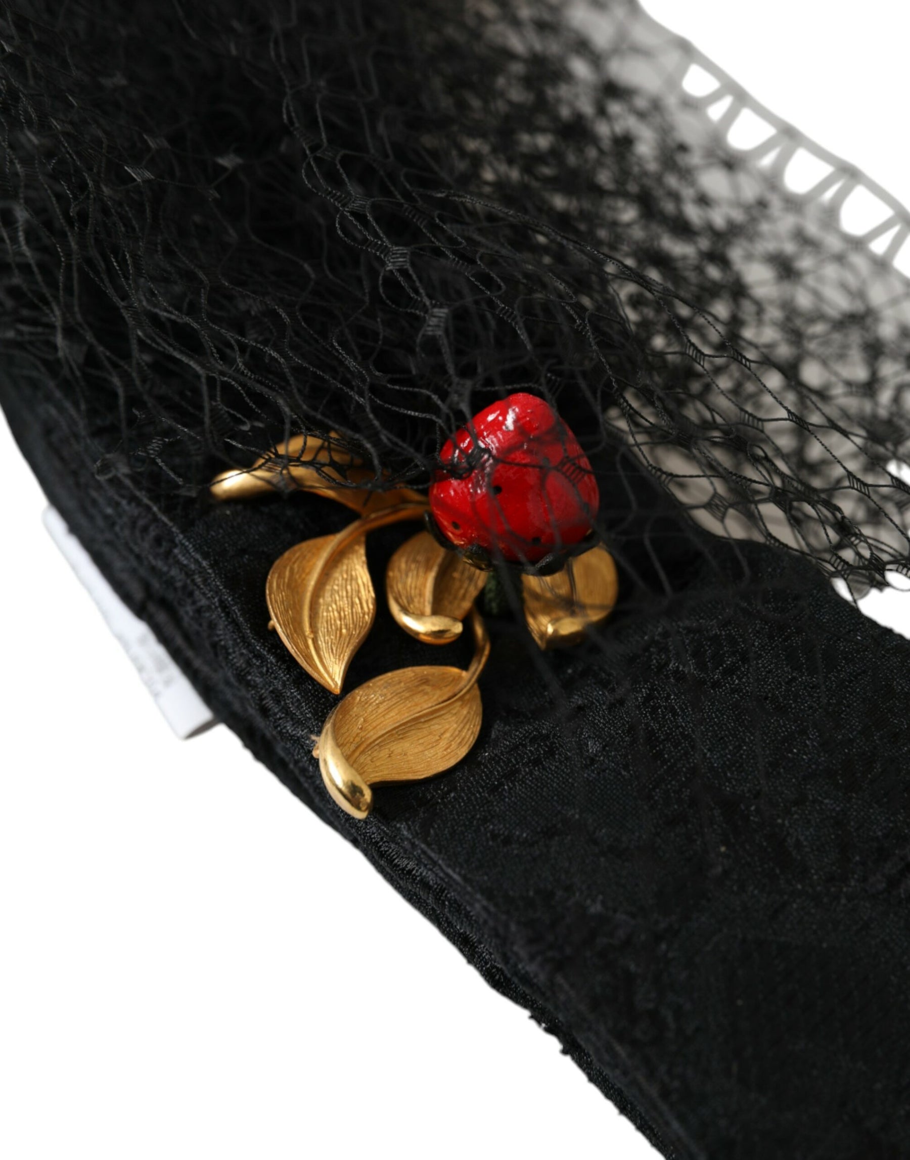 Dolce & Gabbana Black Strawberry Sicily Crystal Mesh Net Headband Diadem | Regal Royce