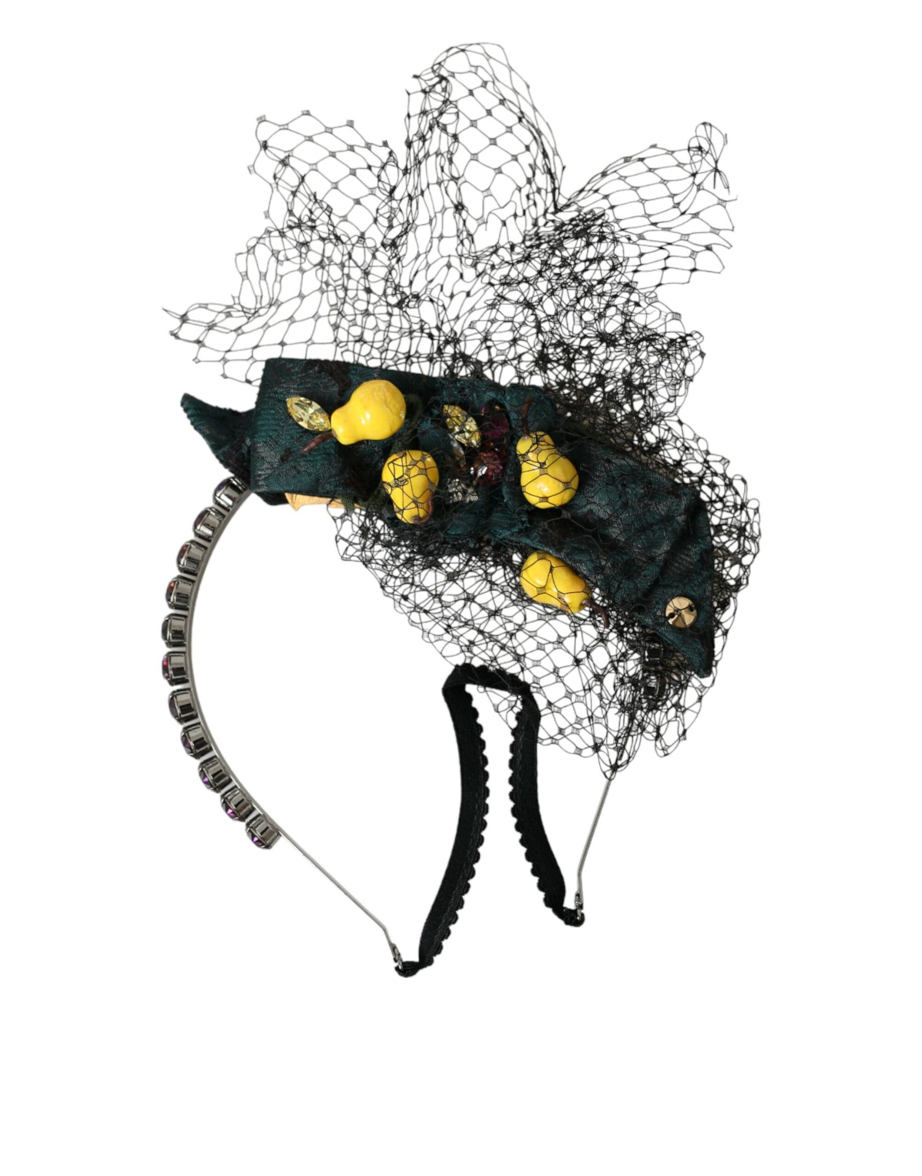 Dolce & Gabbana Black Lemons Sicily Purple Crystal Net Headband Diadem | Regal Royce
