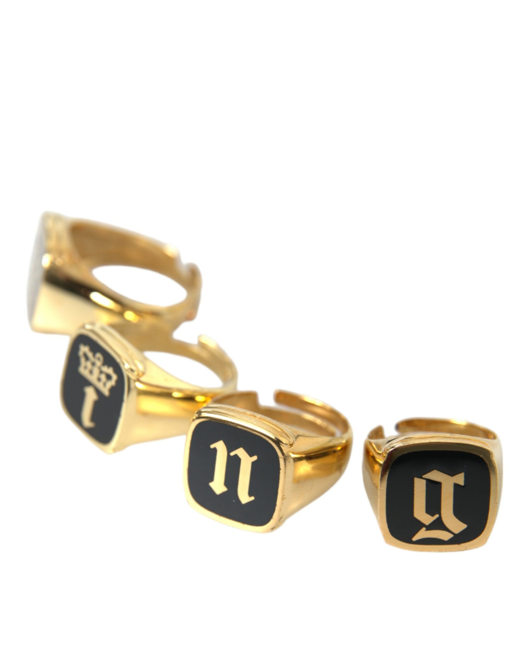 Dolce & Gabbana Gold Brass KING Enamel Set of 4 Ring | Regal Royce