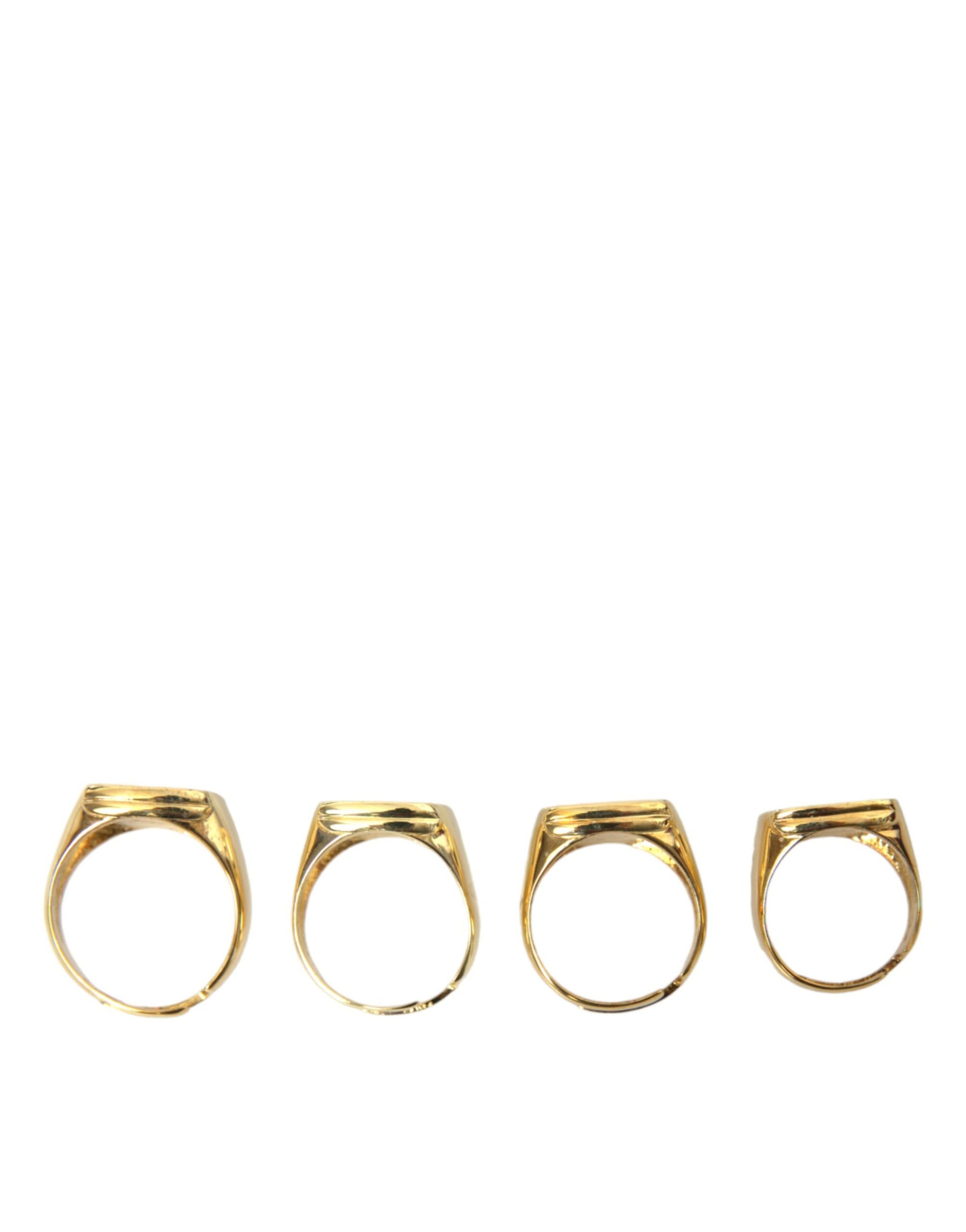 Dolce & Gabbana Gold Brass KING Enamel Set of 4 Ring | Regal Royce