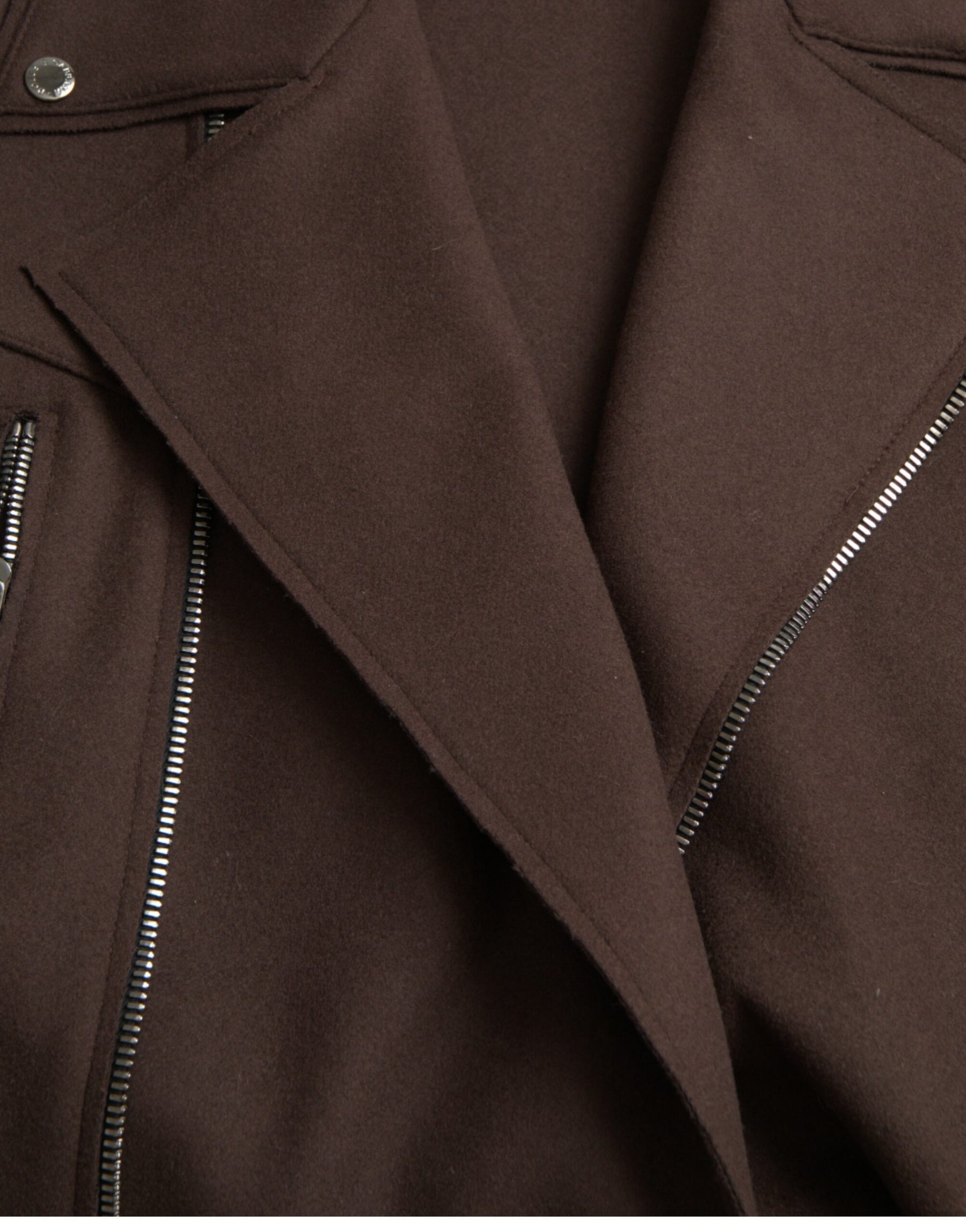 Dolce & Gabbana Brown Coat Short Biker Wool Jacket | Regal Royce