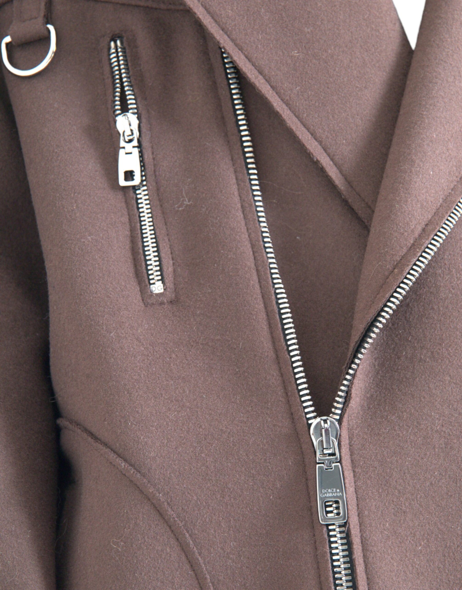 Dolce & Gabbana Brown Coat Short Biker Wool Jacket | Regal Royce
