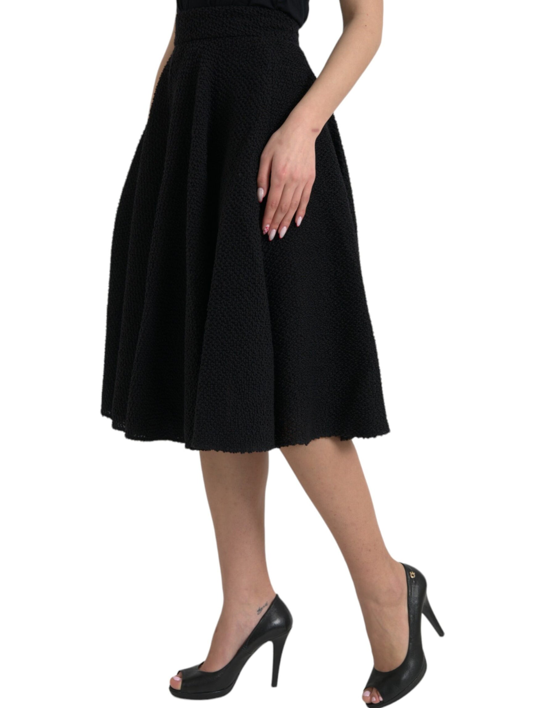 Dolce & Gabbana Black High Waist A-line Knee Length Skirt | Regal Royce