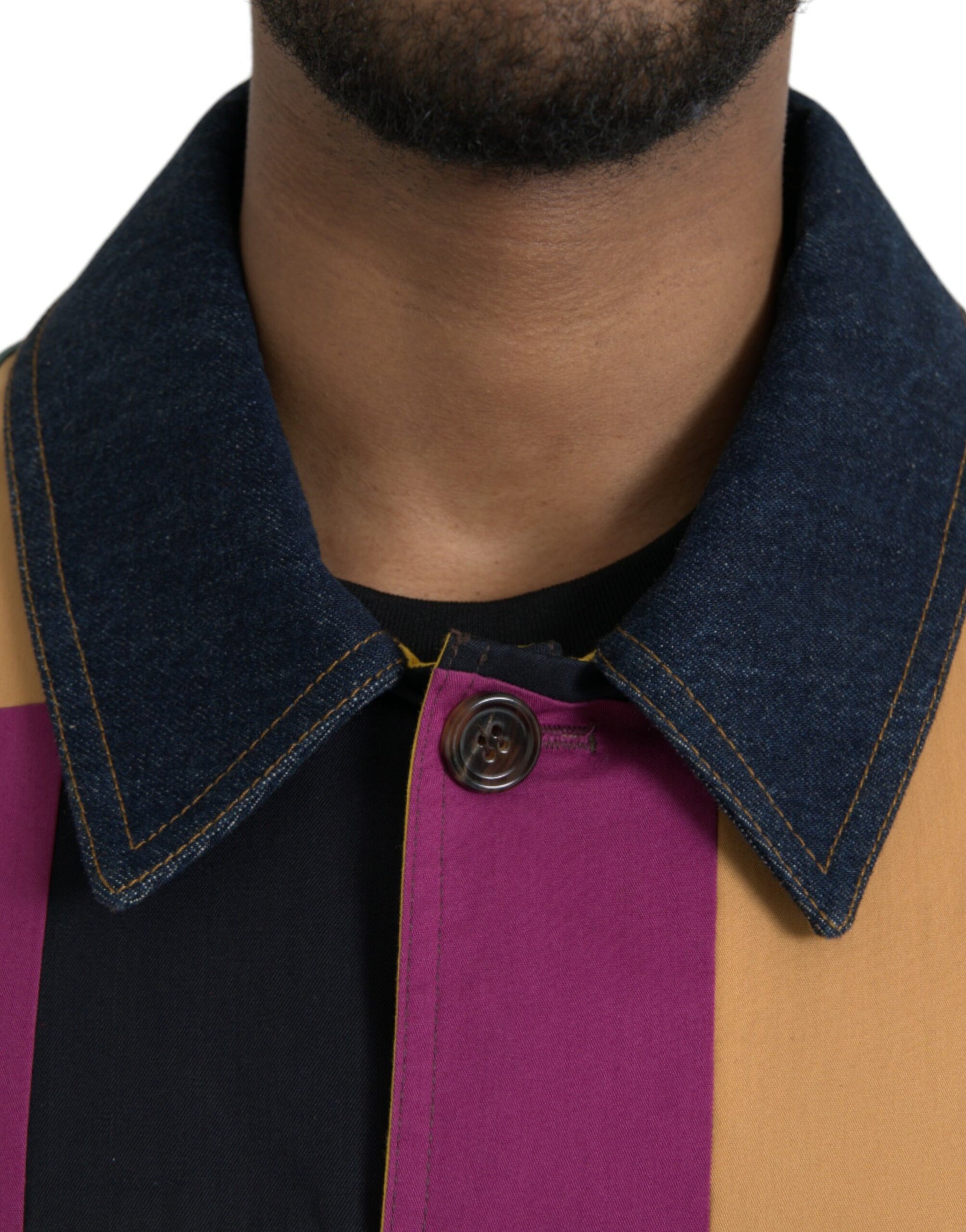 Dolce & Gabbana Multicolor Patchwork Cotton Collared Jacket | Regal Royce
