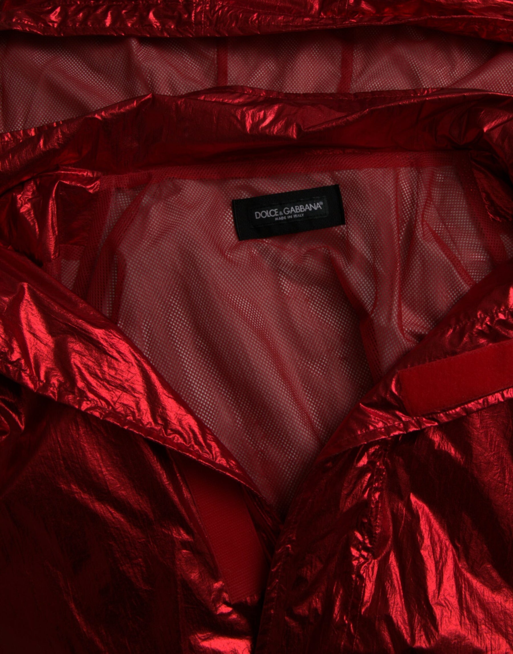 Dolce & Gabbana Red Nylon Hooded Pullover Sweatshirt Jacket | Regal Royce