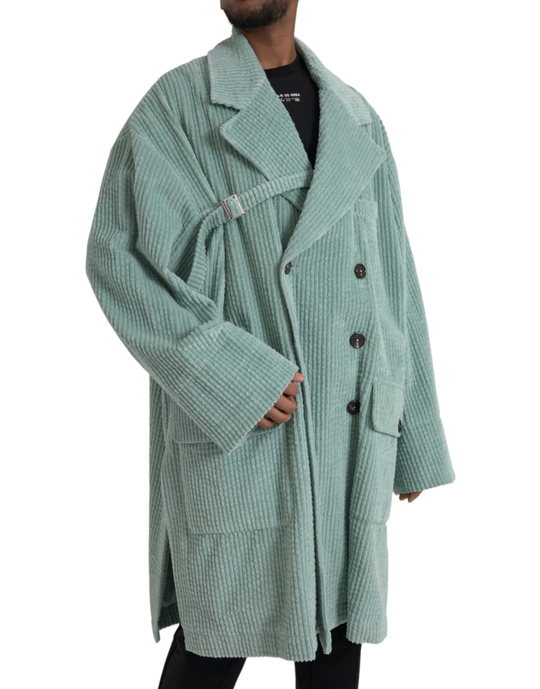 Dolce & Gabbana Blue Double Breasted Corduroy Cotton Jacket | Regal Royce