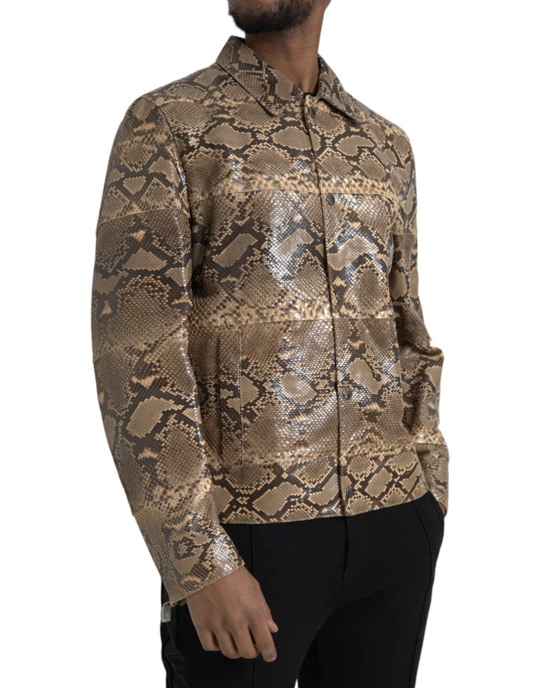 Dolce & Gabbana Beige Exotic Leather Biker Blouson Jacket | Regal Royce