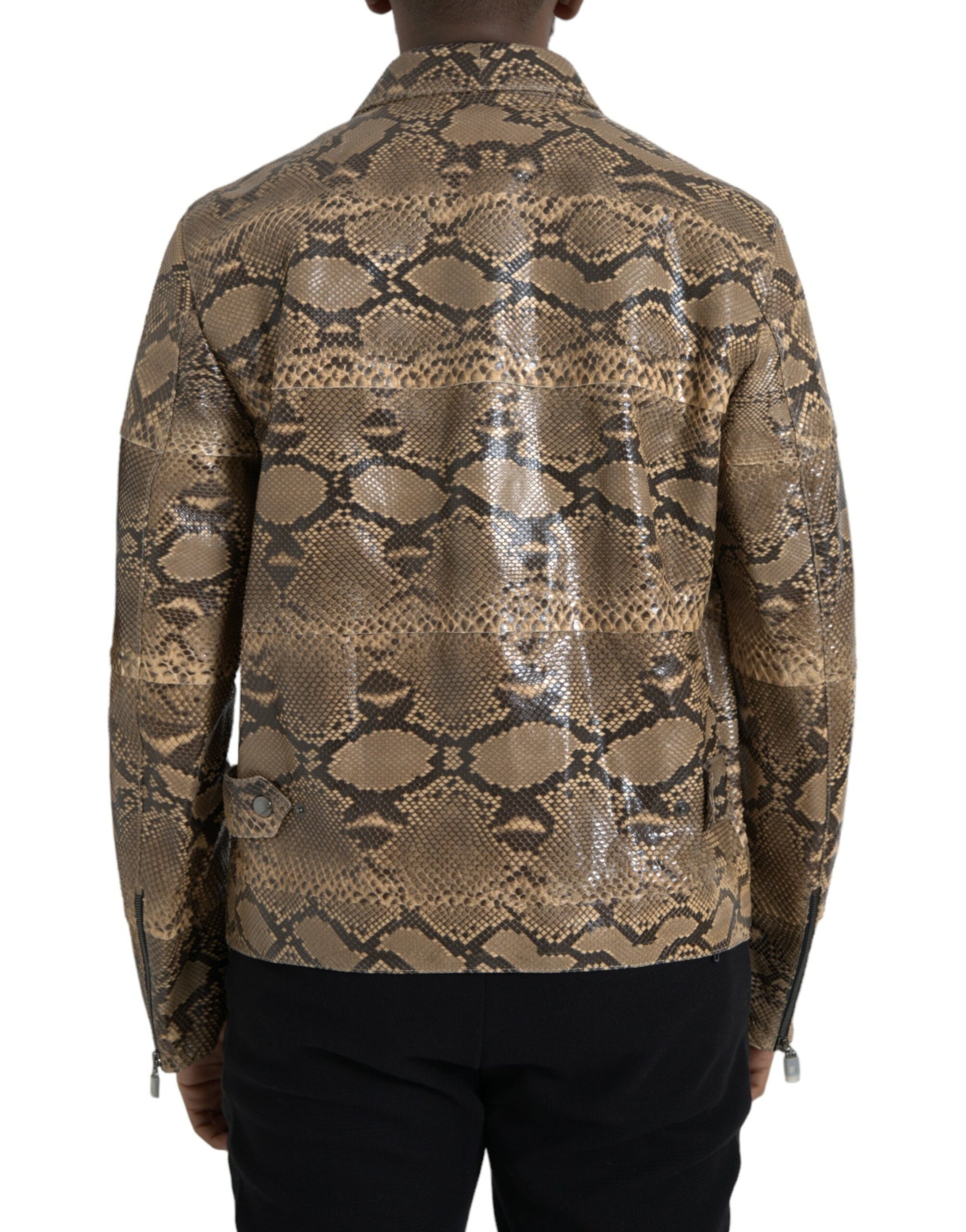 Dolce & Gabbana Beige Exotic Leather Biker Blouson Jacket | Regal Royce