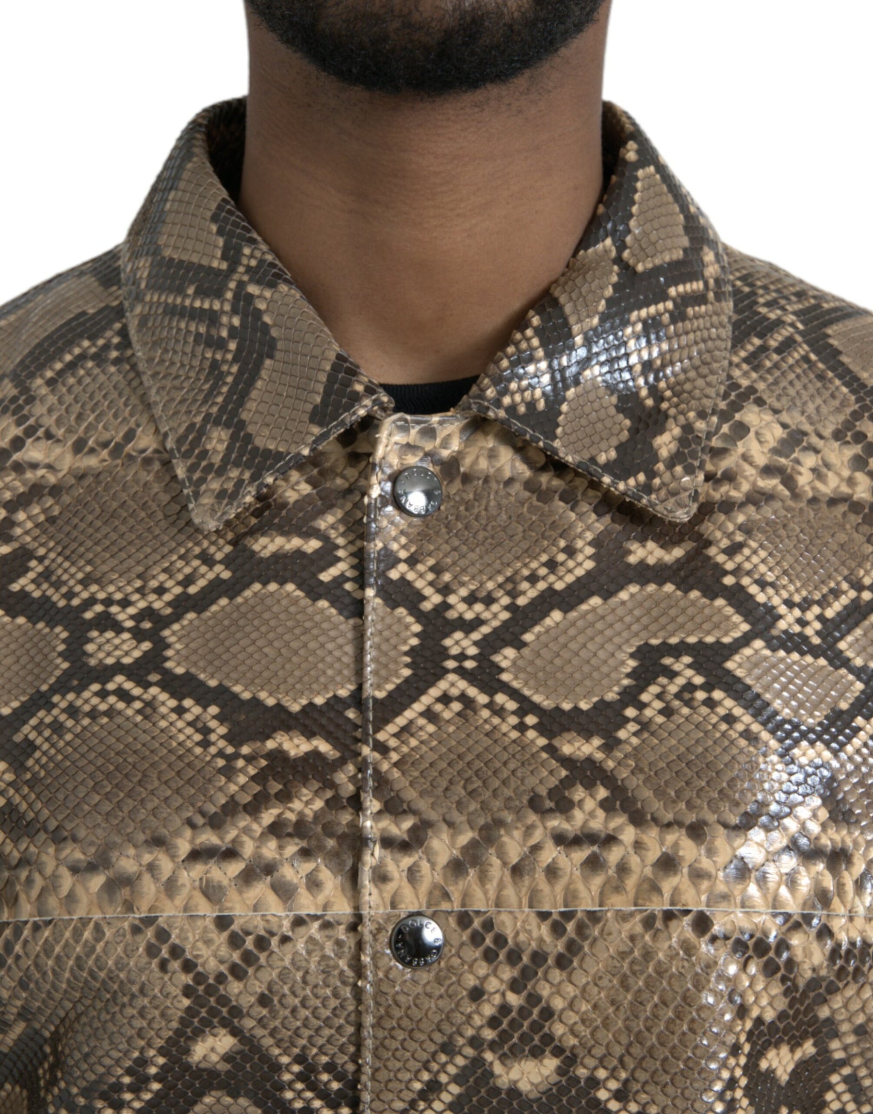 Dolce & Gabbana Beige Exotic Leather Biker Blouson Jacket | Regal Royce