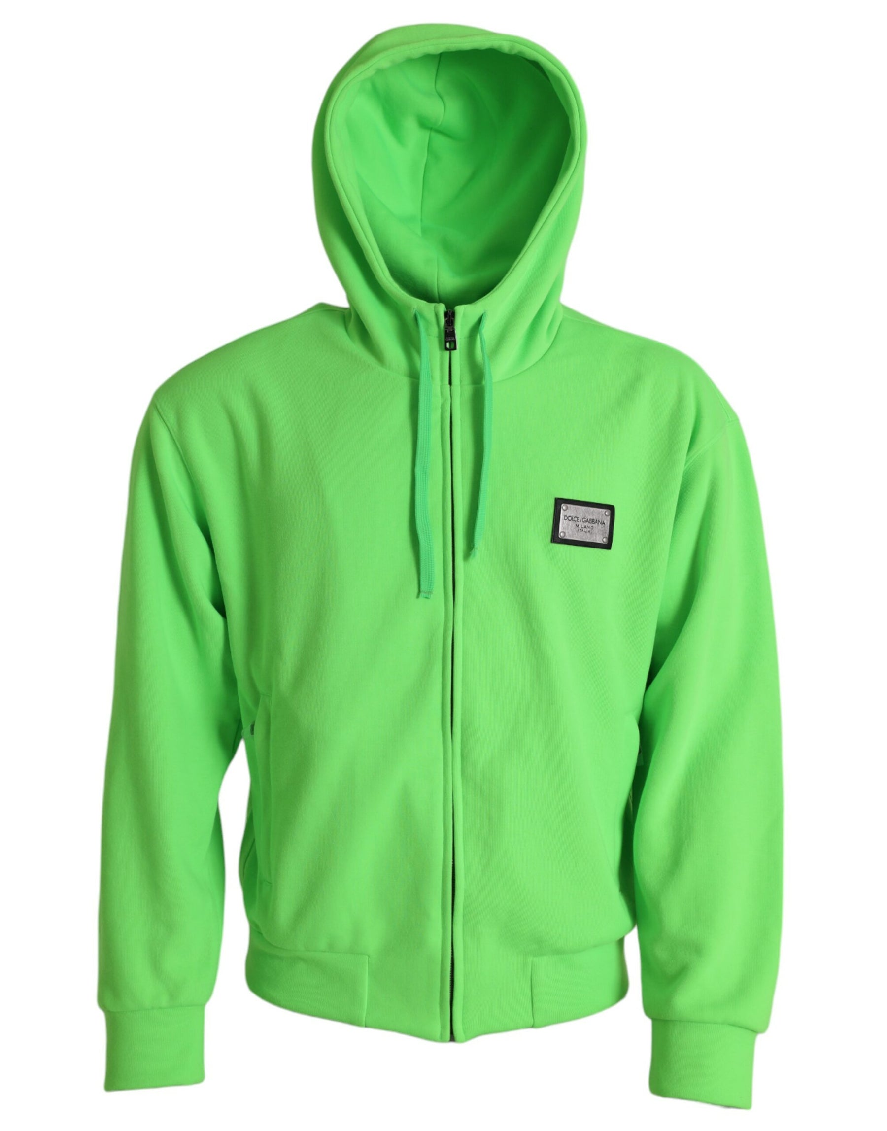 Dolce & Gabbana Neon Green Hooded Full Zip Top Sweater | Regal Royce