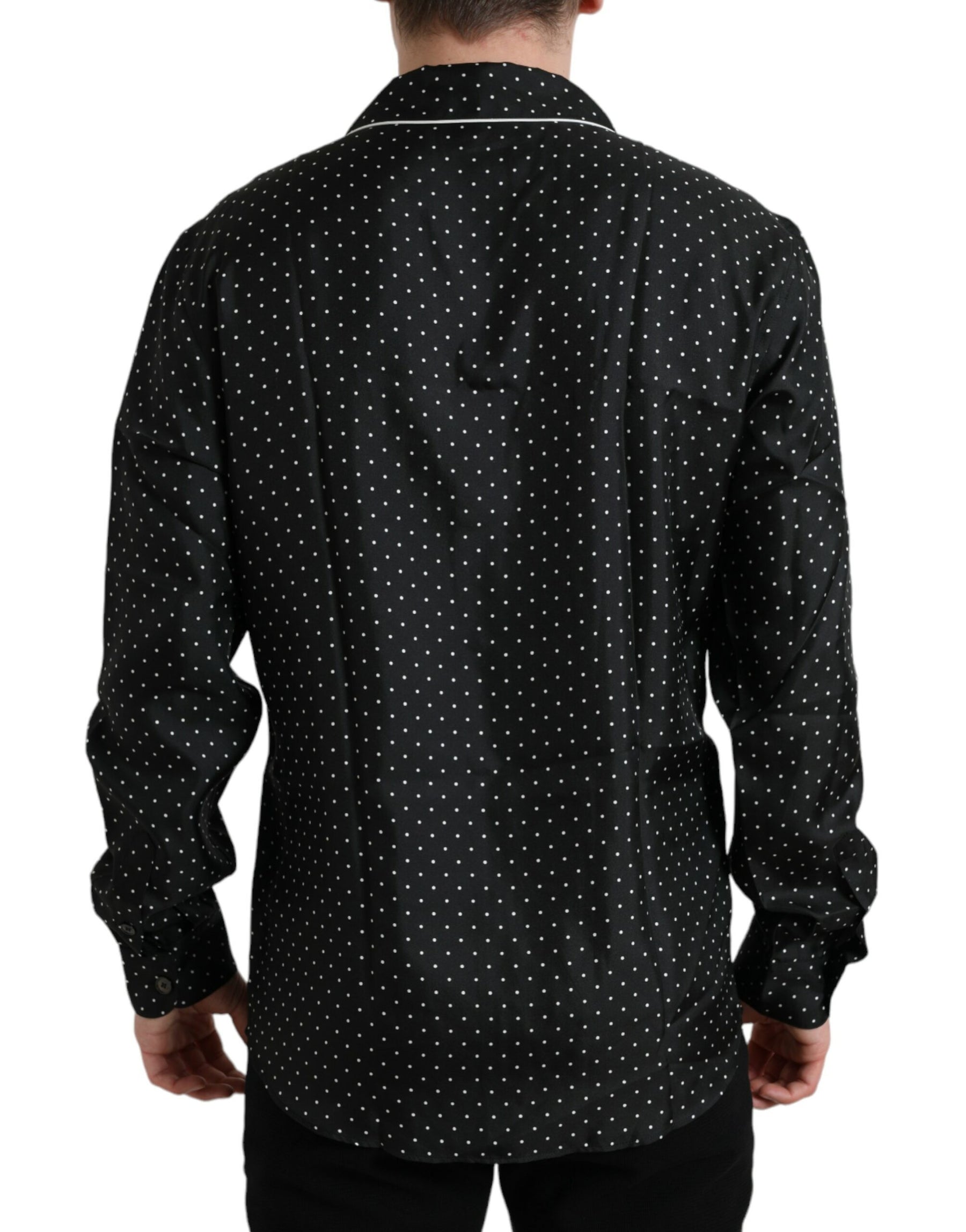 Dolce & Gabbana Black Polka Dot Silk Long Sleeve Shirt | Regal Royce